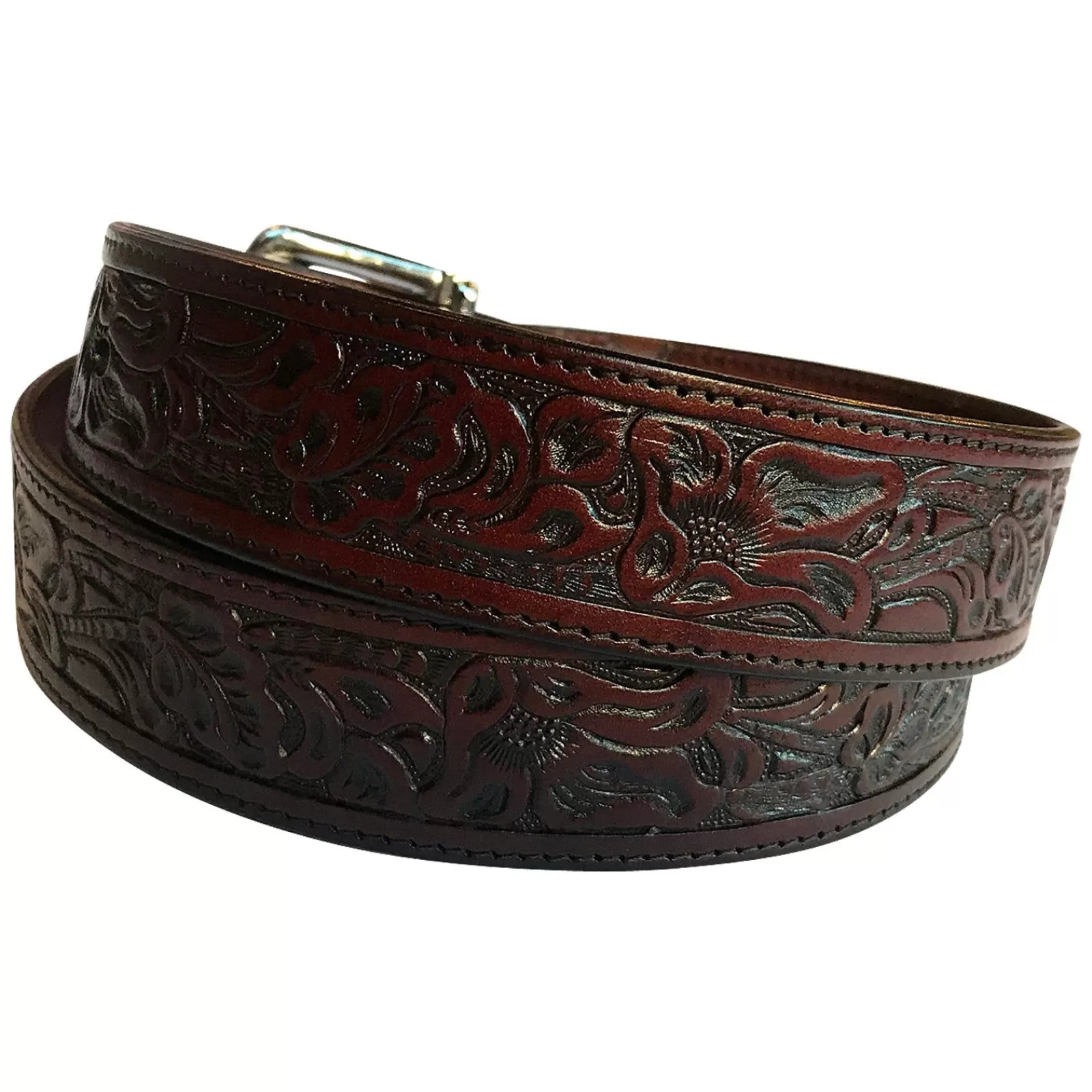 Rockmount Tooled Brown Floral Genuine Leather Western Belt Sale