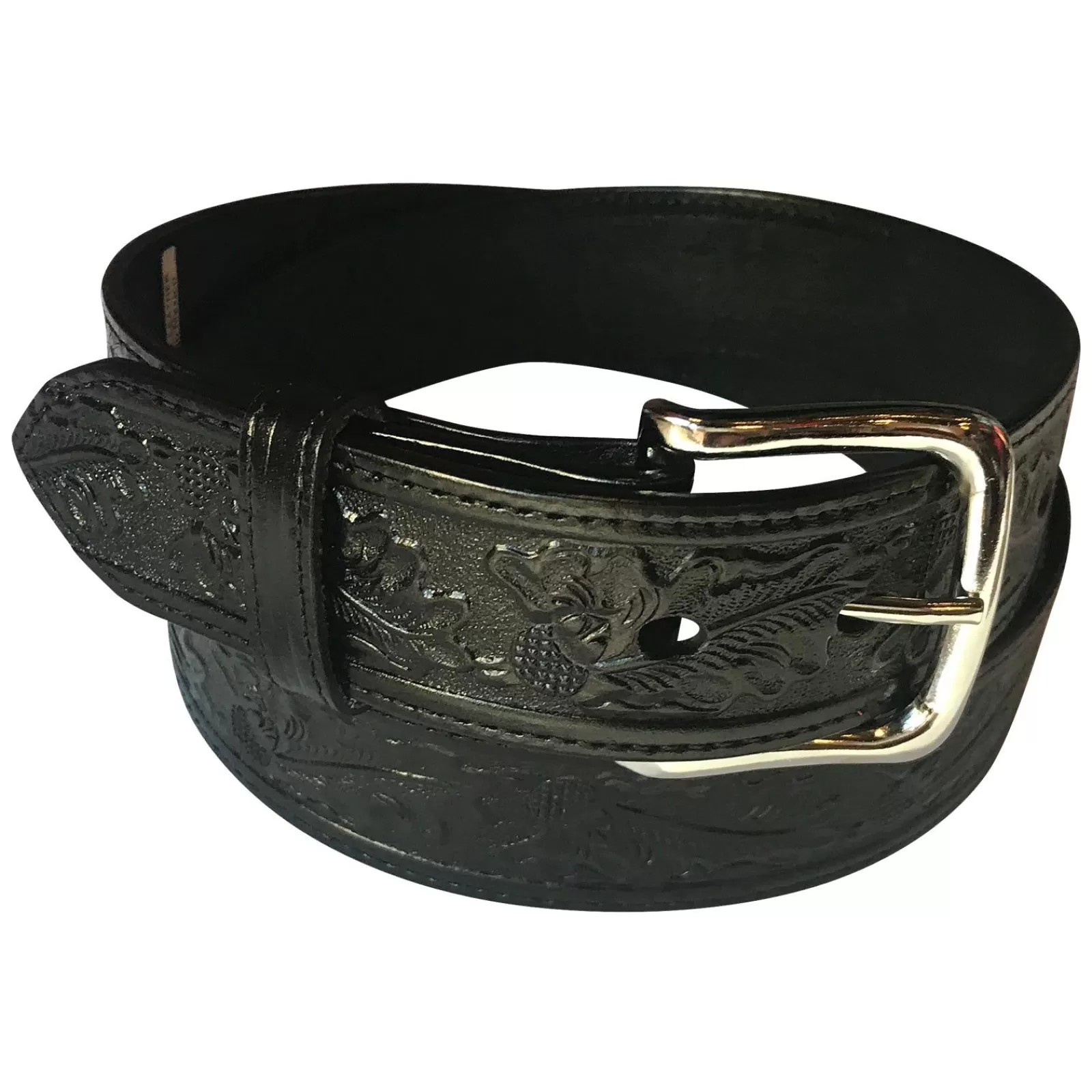 Rockmount Tooled Floral Black Genuine Leather Western Belt Store