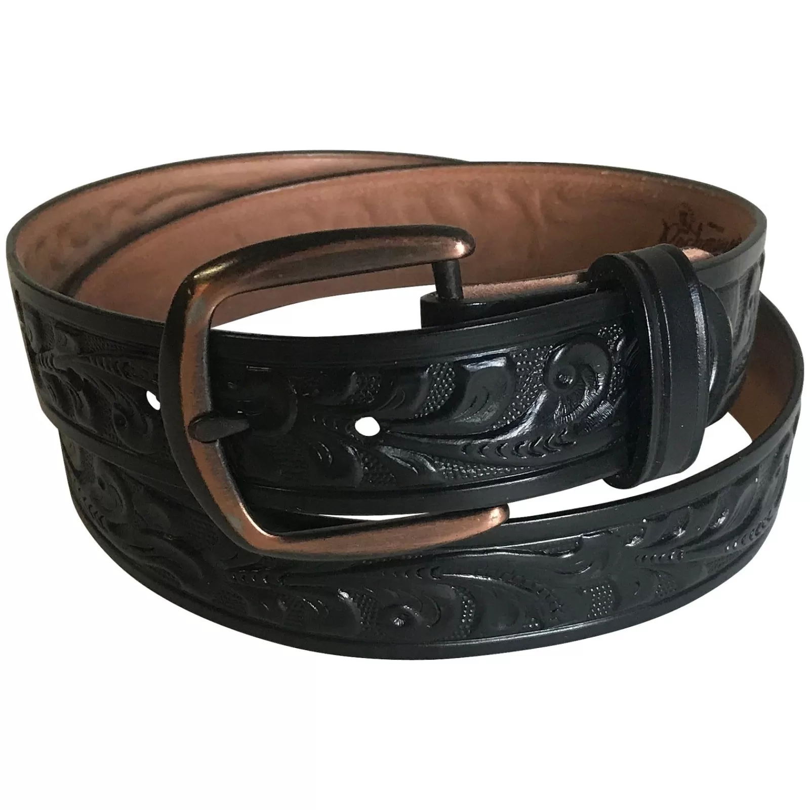 Rockmount Tooled Floral Genuine Black Leather Western Belt Shop