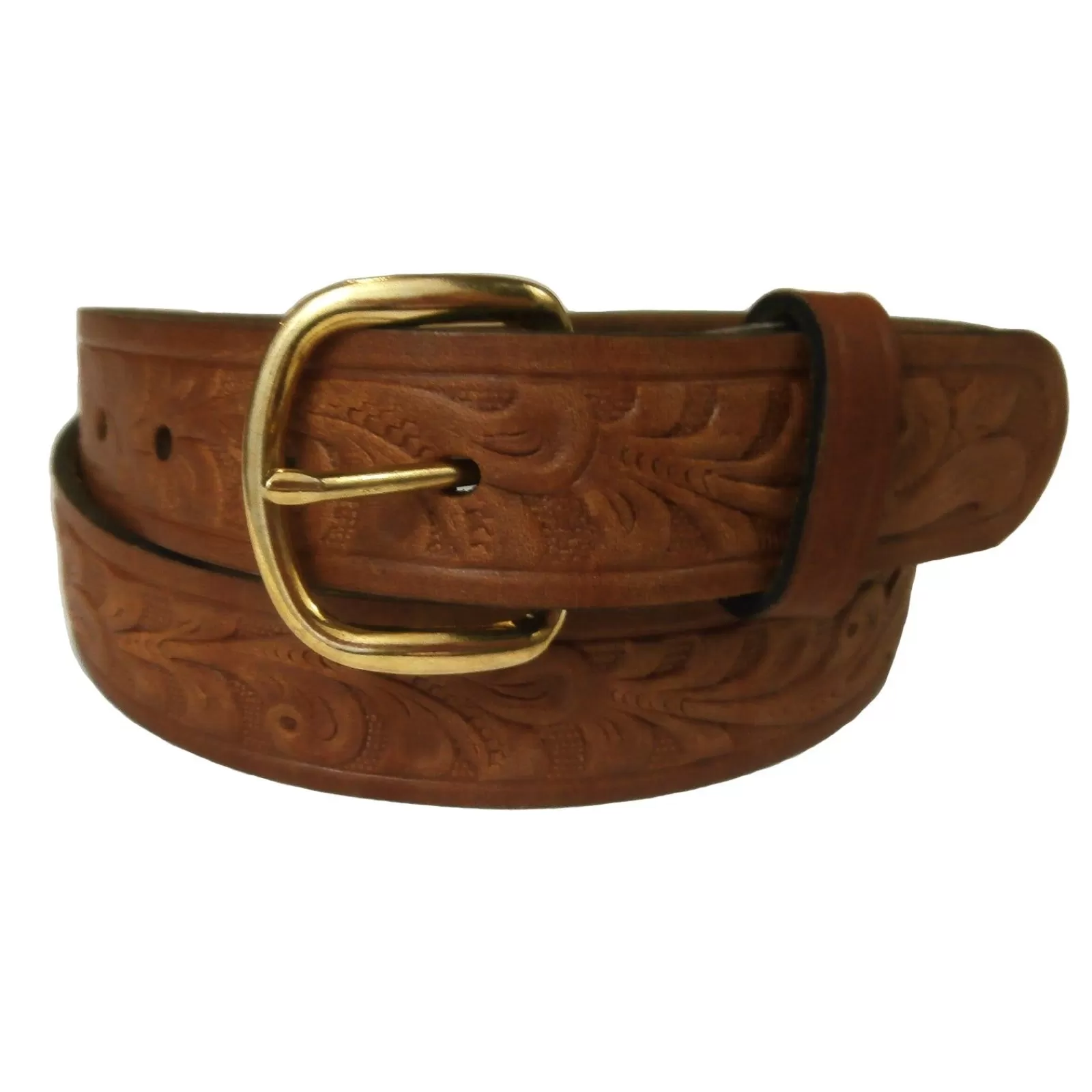 Rockmount Tooled Floral Genuine Brown Leather Western Belt Online