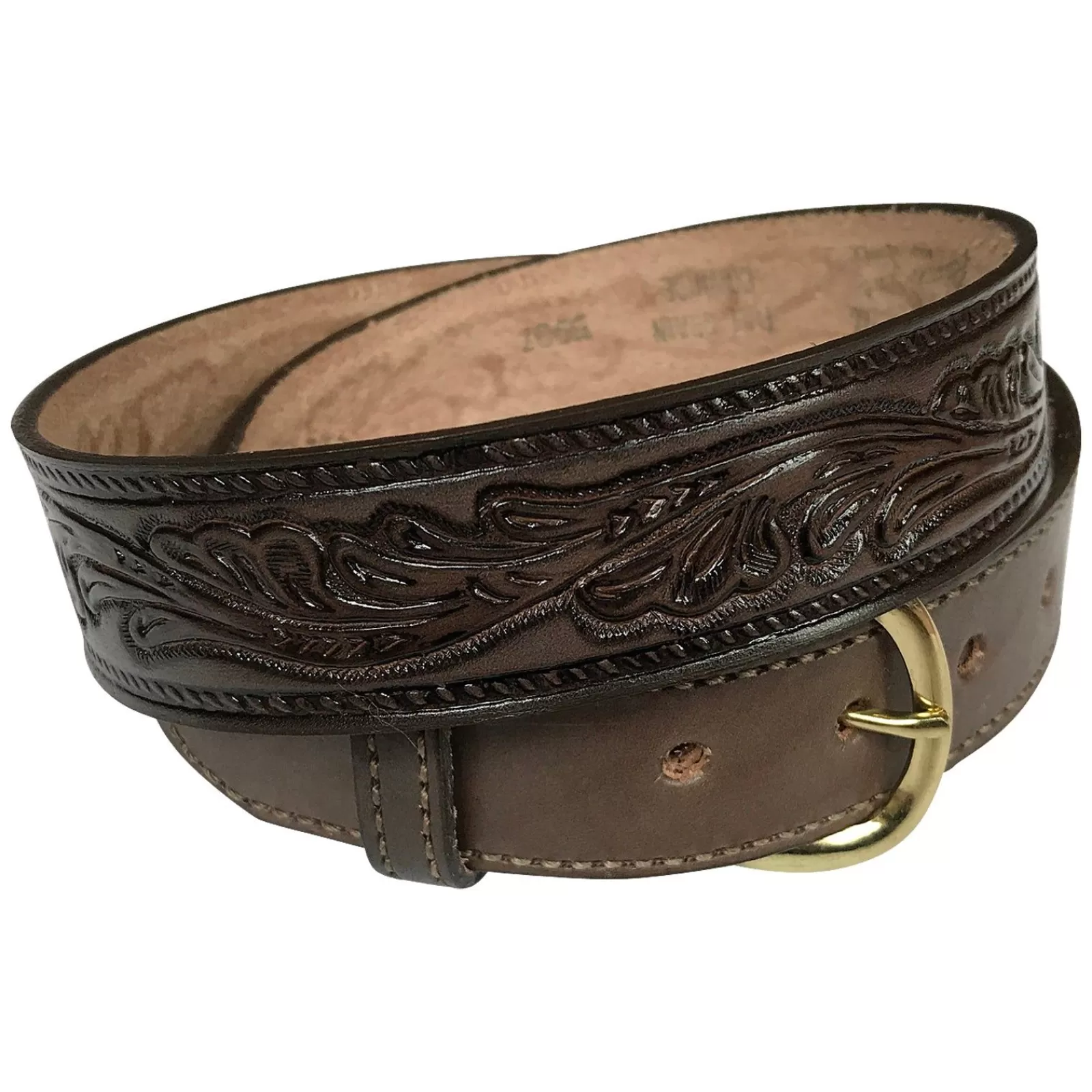 Rockmount Tooled Floral Leaf Pattern Genuine Leather Western Belt Hot