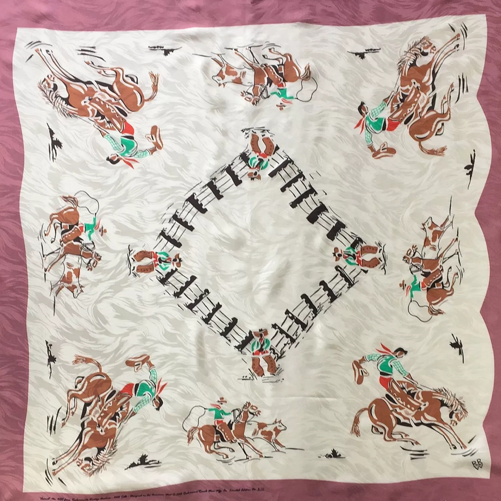 Rockmount Vintage Cowboy Corral Western Silk Scarf Flash Sale