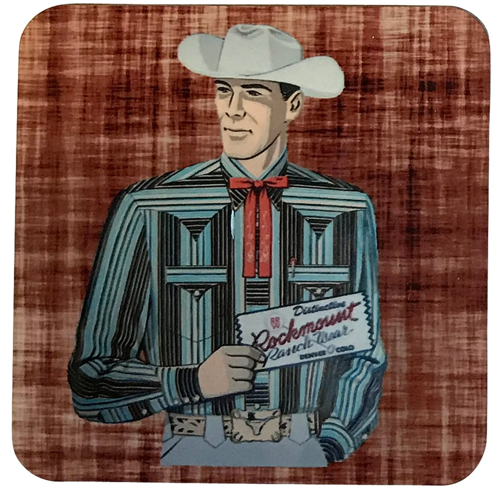 Rockmount Vintage Cowboy Striped Blue Shirt Western Cork-Backed Coaster Best