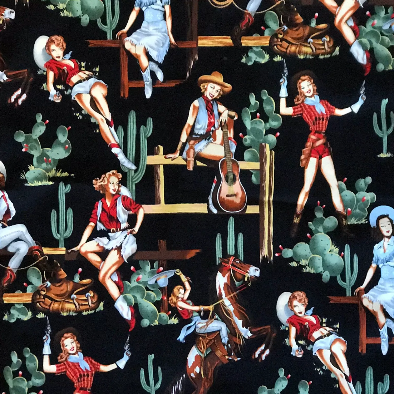 Rockmount Vintage Cowgirl Western Cotton Bandana In Black Fashion