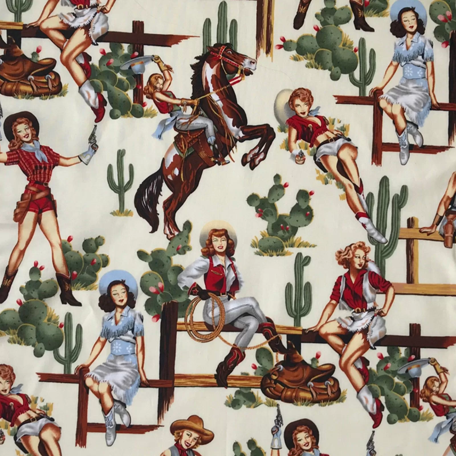 Rockmount Vintage Cowgirl Western Cotton Bandana In Ivory Discount