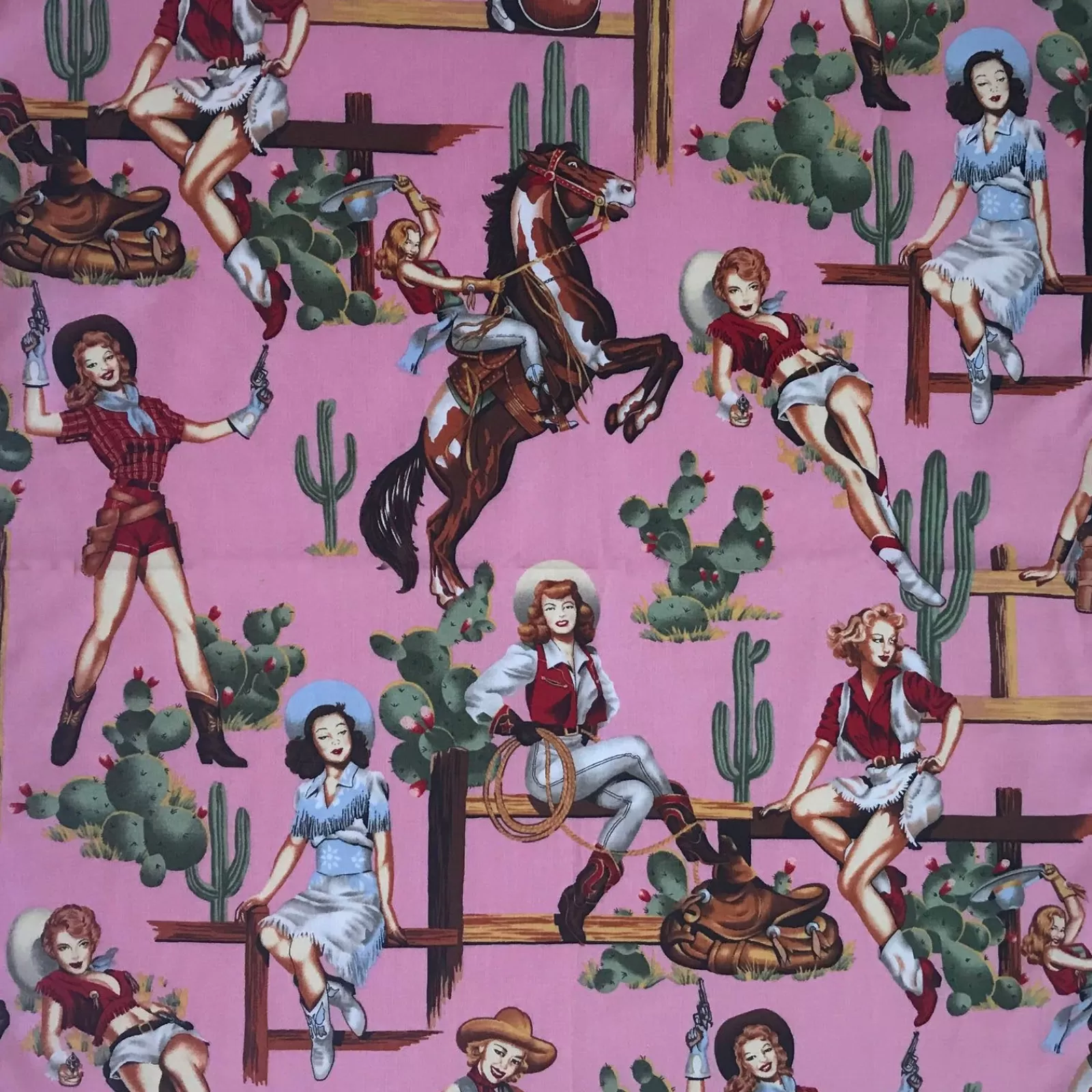 Rockmount Vintage Cowgirl Western Cotton Bandana In Pink Hot