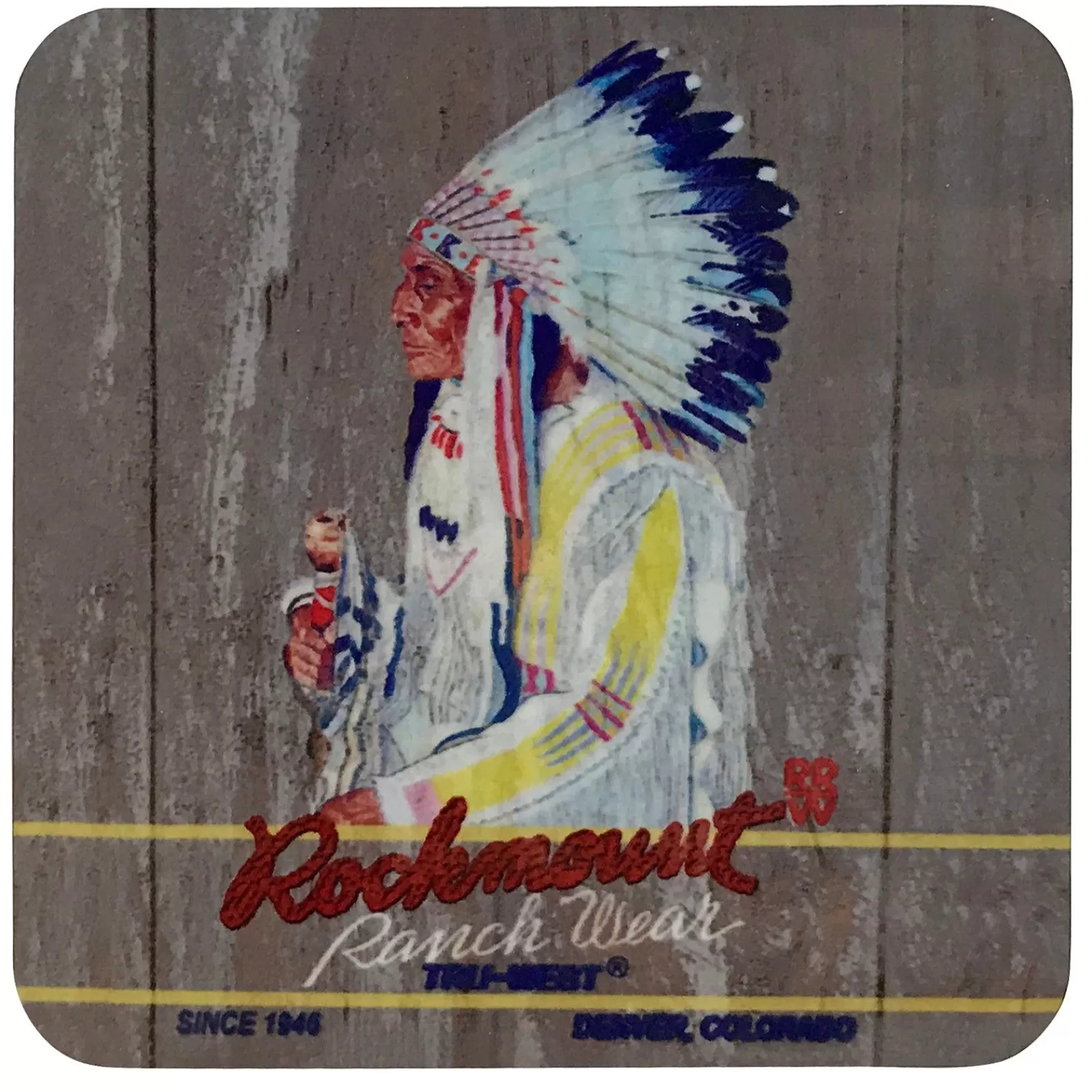 Rockmount Vintage Indian Chief Western Cork-Backed Coaster Best Sale