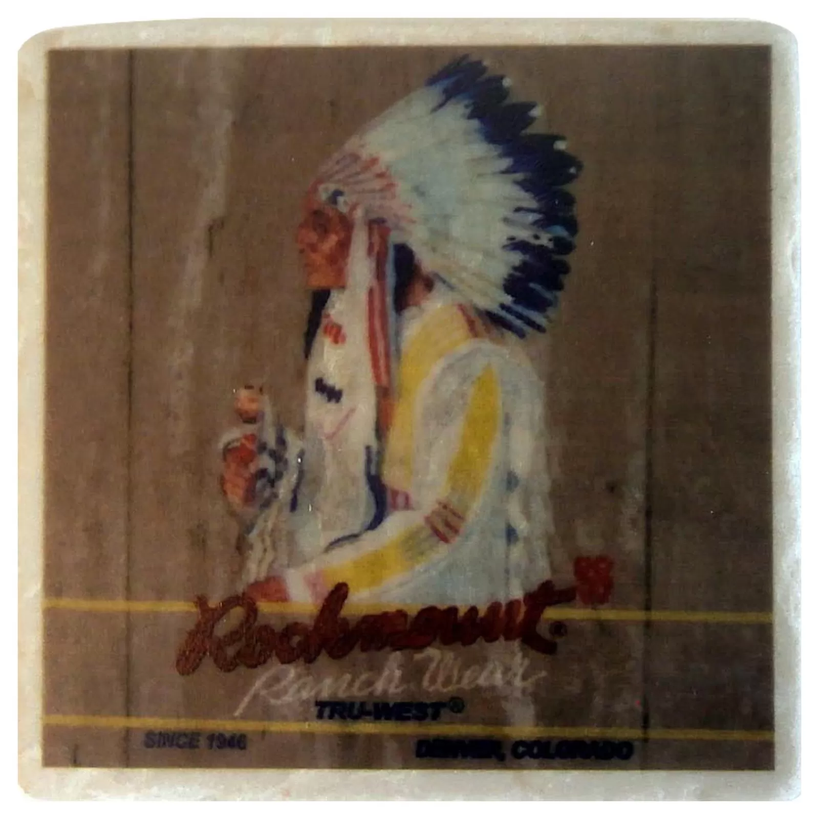 Rockmount Vintage Indian Chief Western Marble Coaster Shop