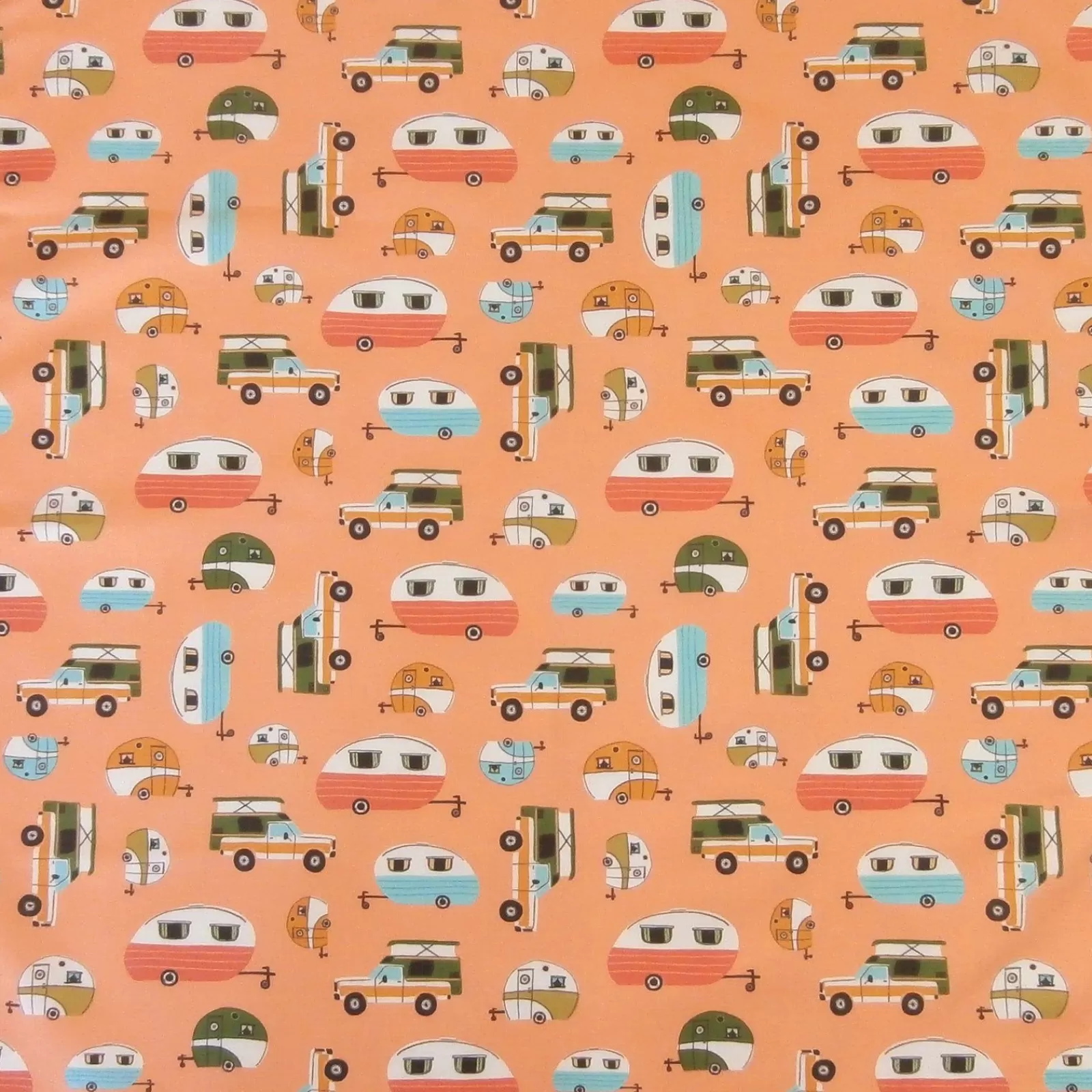 Rockmount Vintage Retro Campers Print Western Cotton Bandana In Peach Cheap