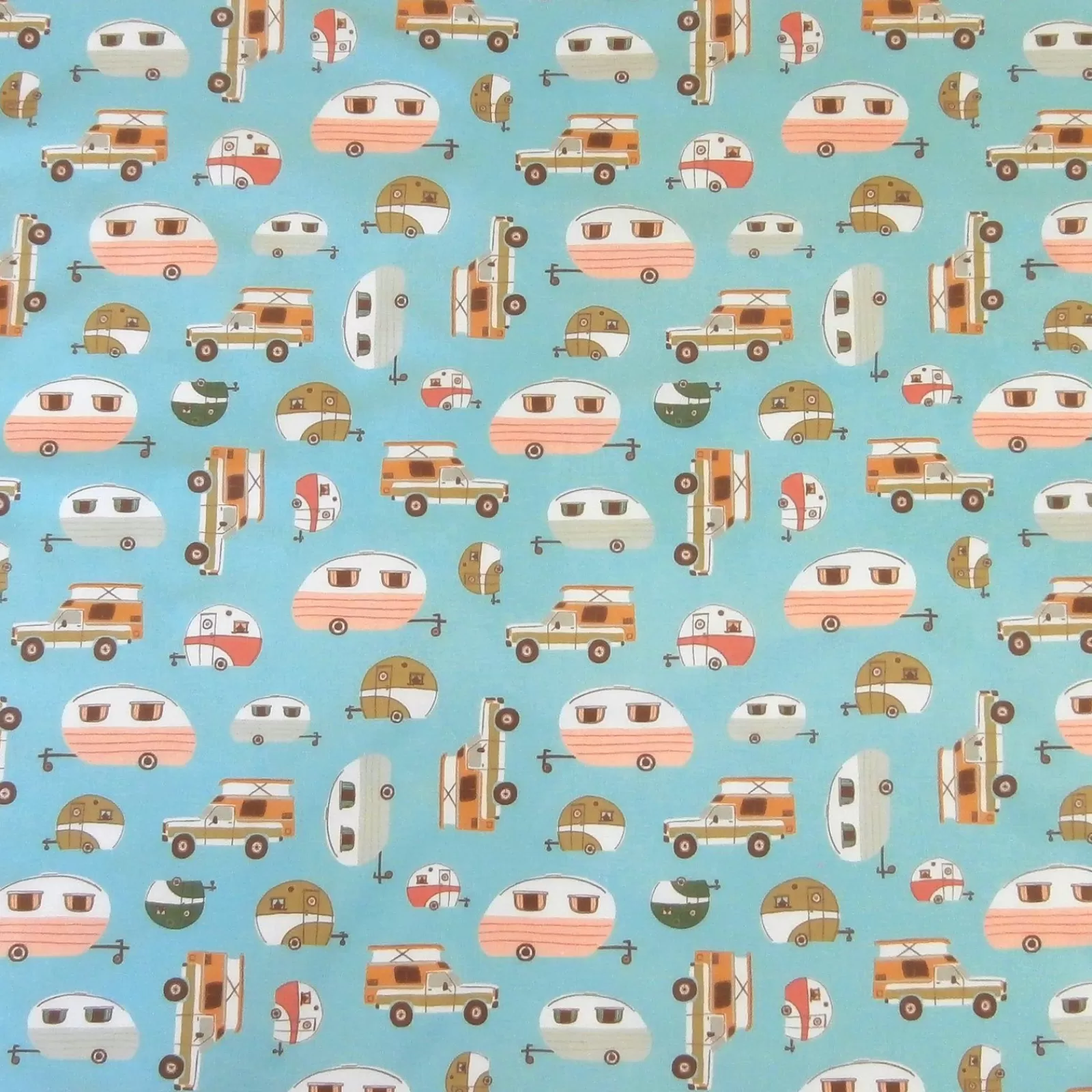 Rockmount Vintage Retro Campers Print Western Cotton Bandana In Turquoise Flash Sale