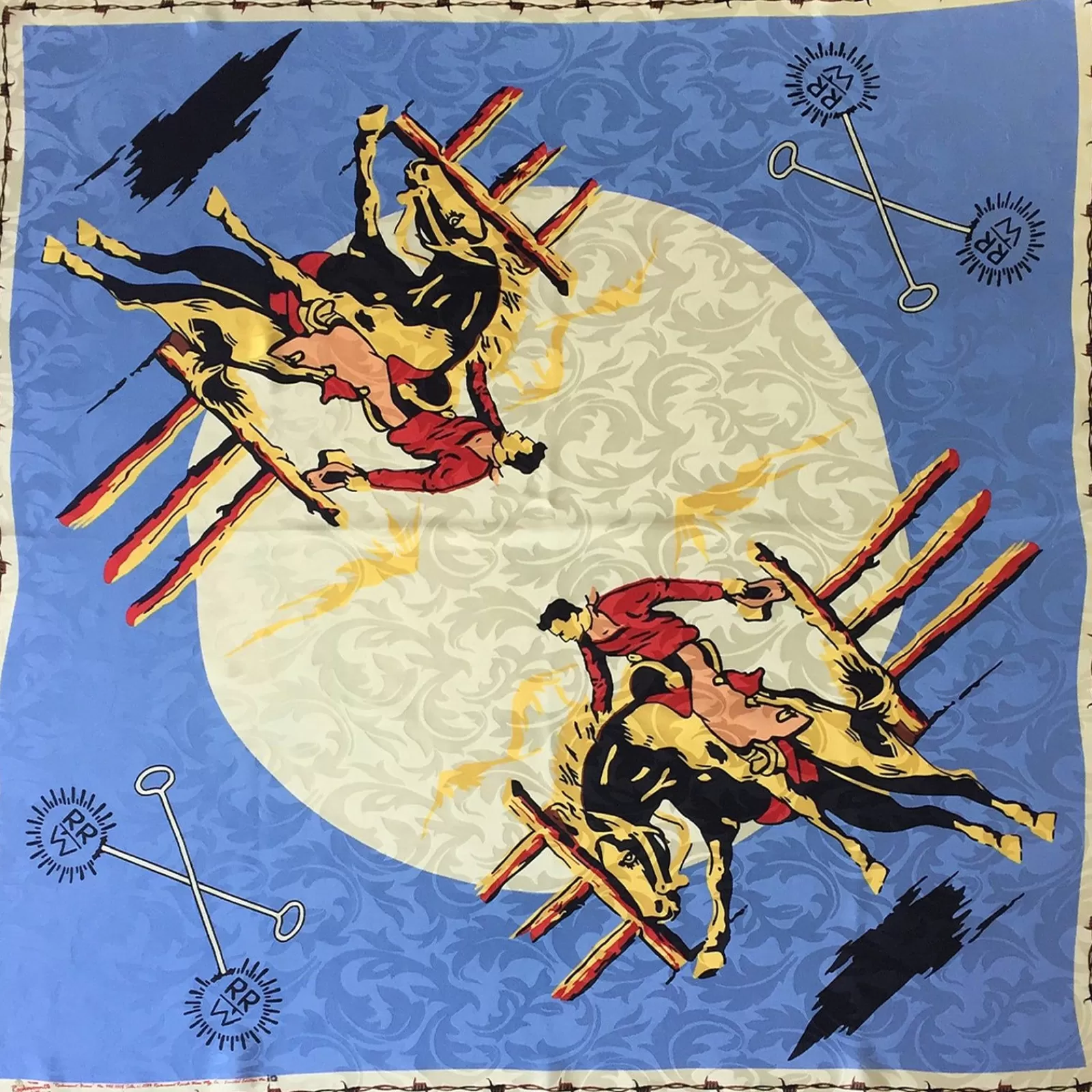 Rockmount Vintage Ranch Wear Bronc Silk Scarf In Blue Best Sale