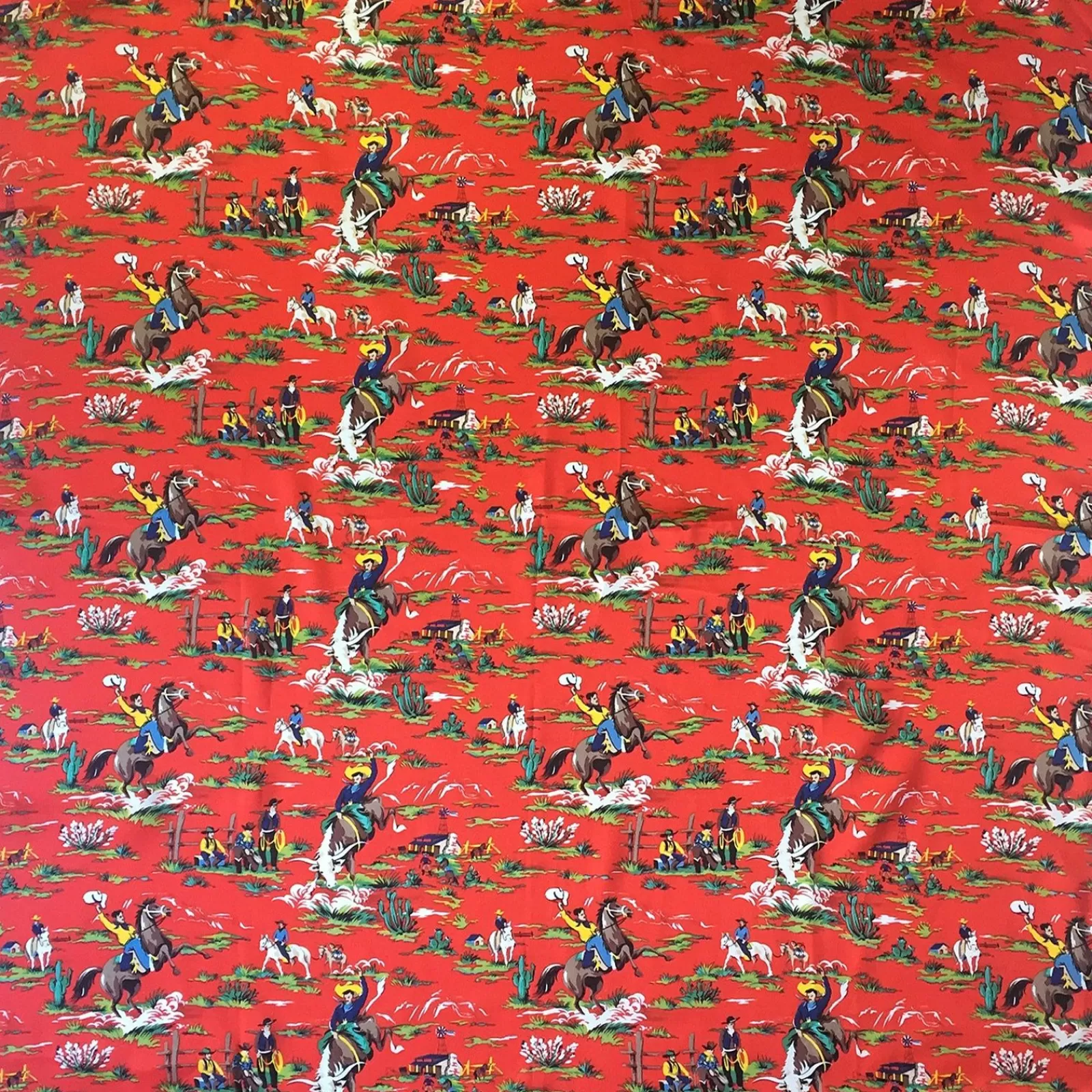 Rockmount Vintage Western Rodeo Print Silk Scarf In Red Discount