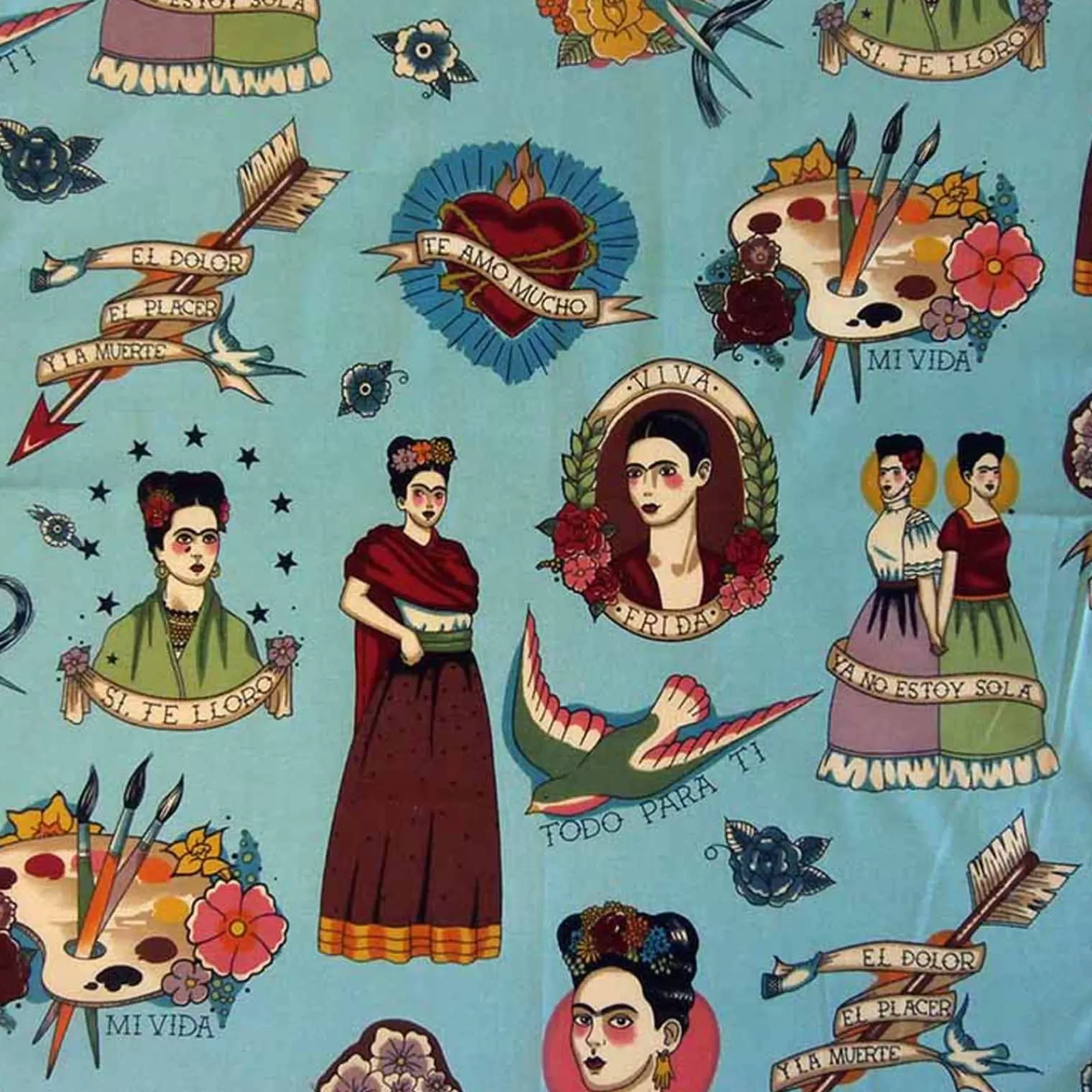 Rockmount Viva Frida Kahlo Western Cotton Bandana In Turquoise Shop