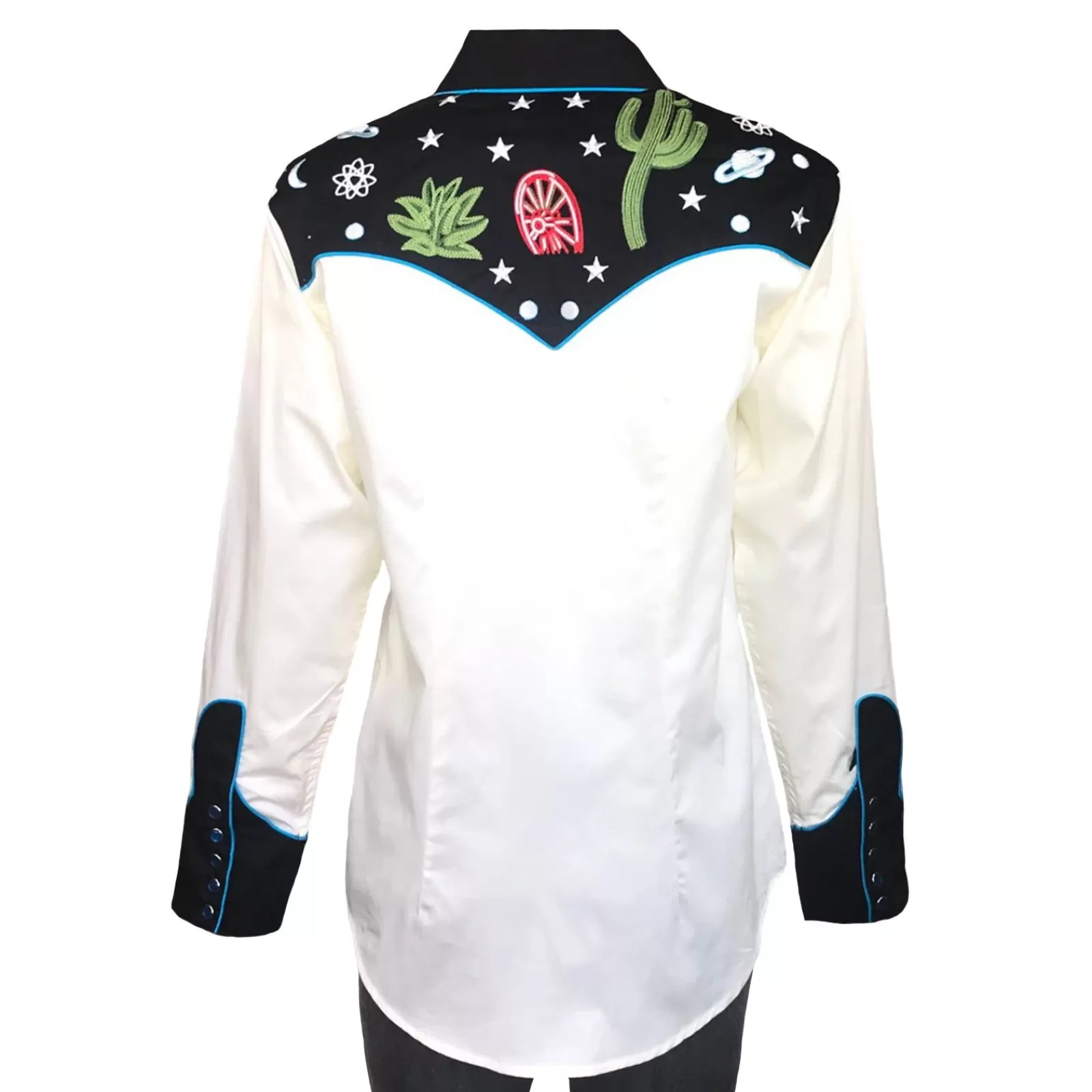 Rockmount Women'S Black Vintage Cactus & Stars Chain Stitch Embroidery Western Shirt Cheap