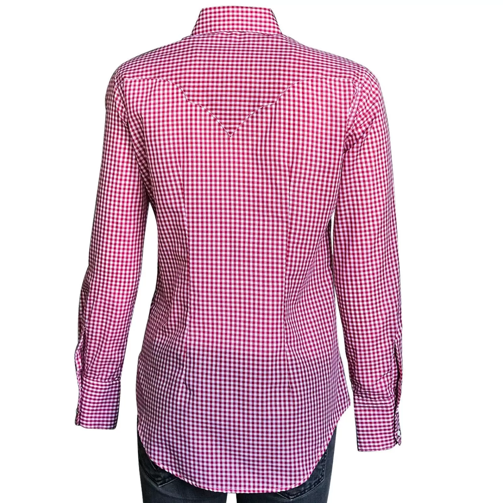 Rockmount Women'S Burgundy Red Gingham Check Western Shirt Outlet