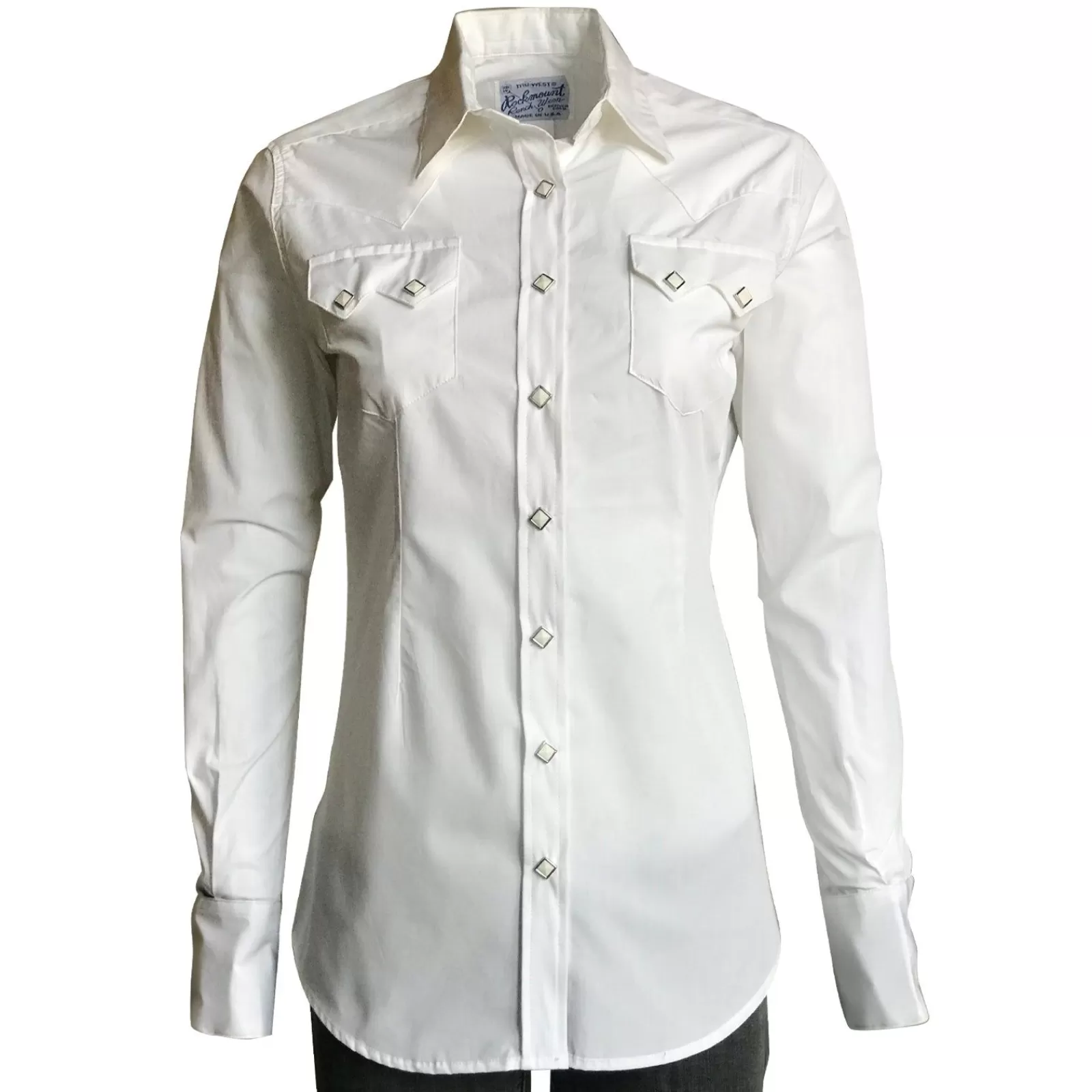 Rockmount Women'S Classic Pima Cotton Solid White Western Shirt Outlet