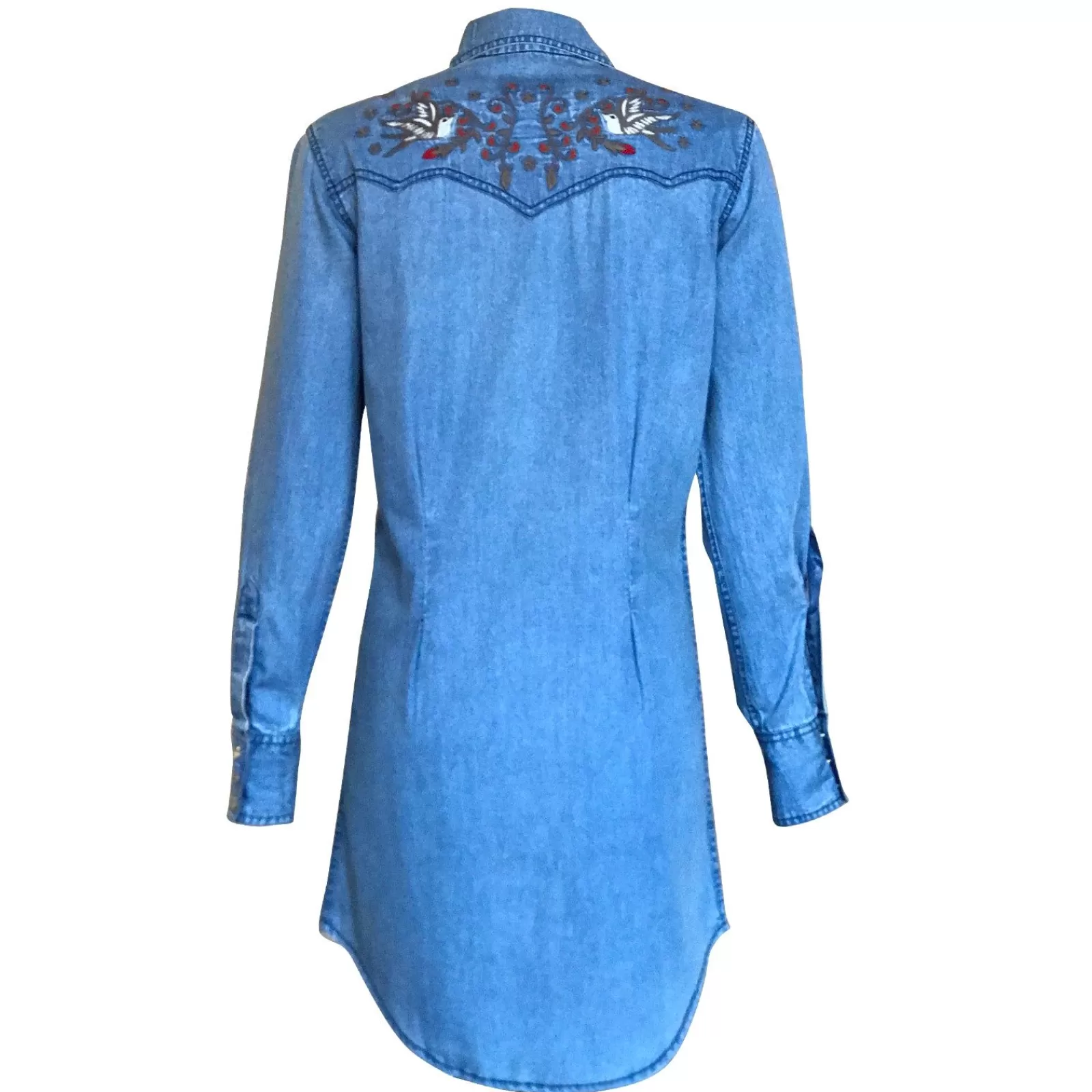 Rockmount Women'S Flying Swallows Embroidered Denim Western Shirt Dress Online