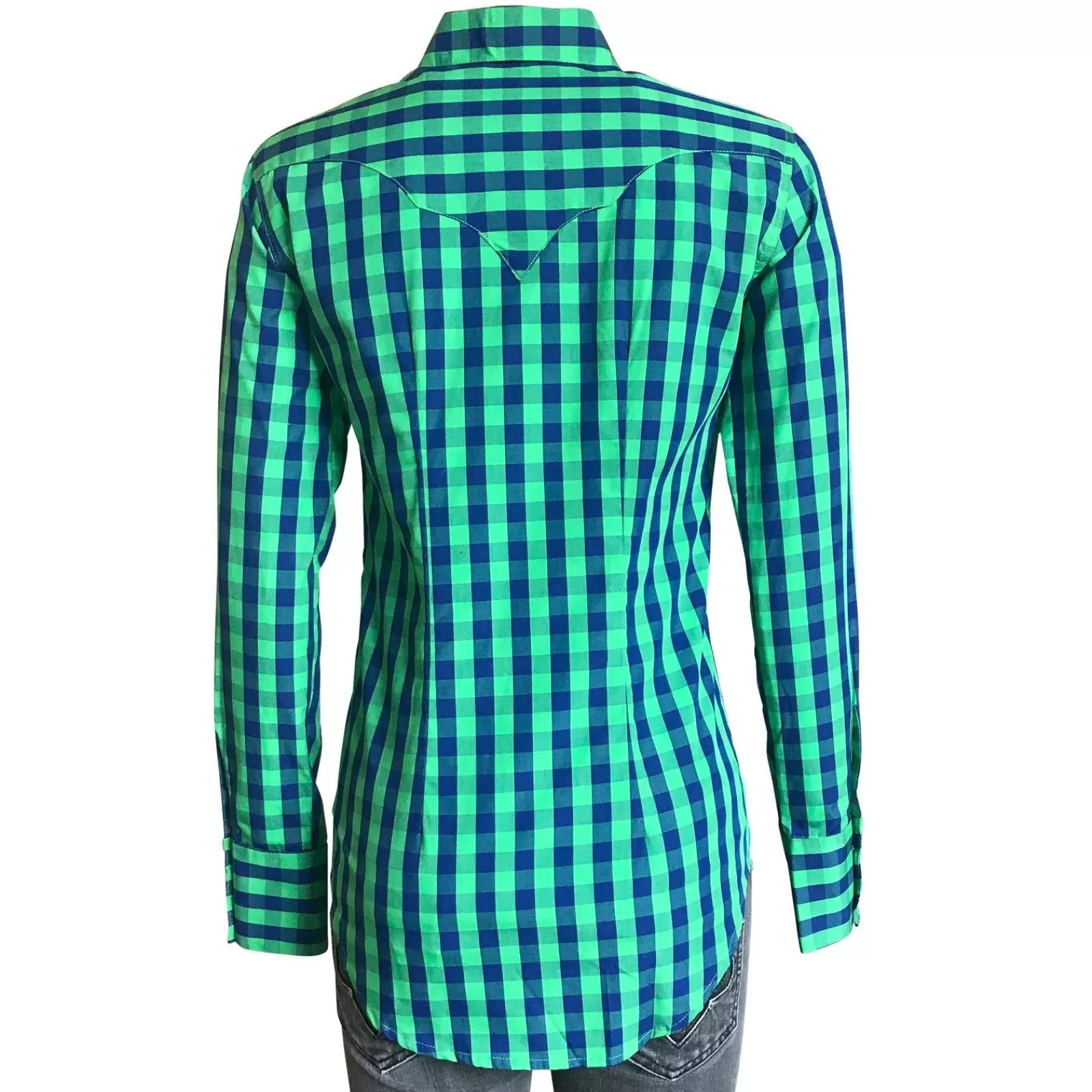 Rockmount Women'S Green & Blue Buffalo Check Western Shirt Outlet