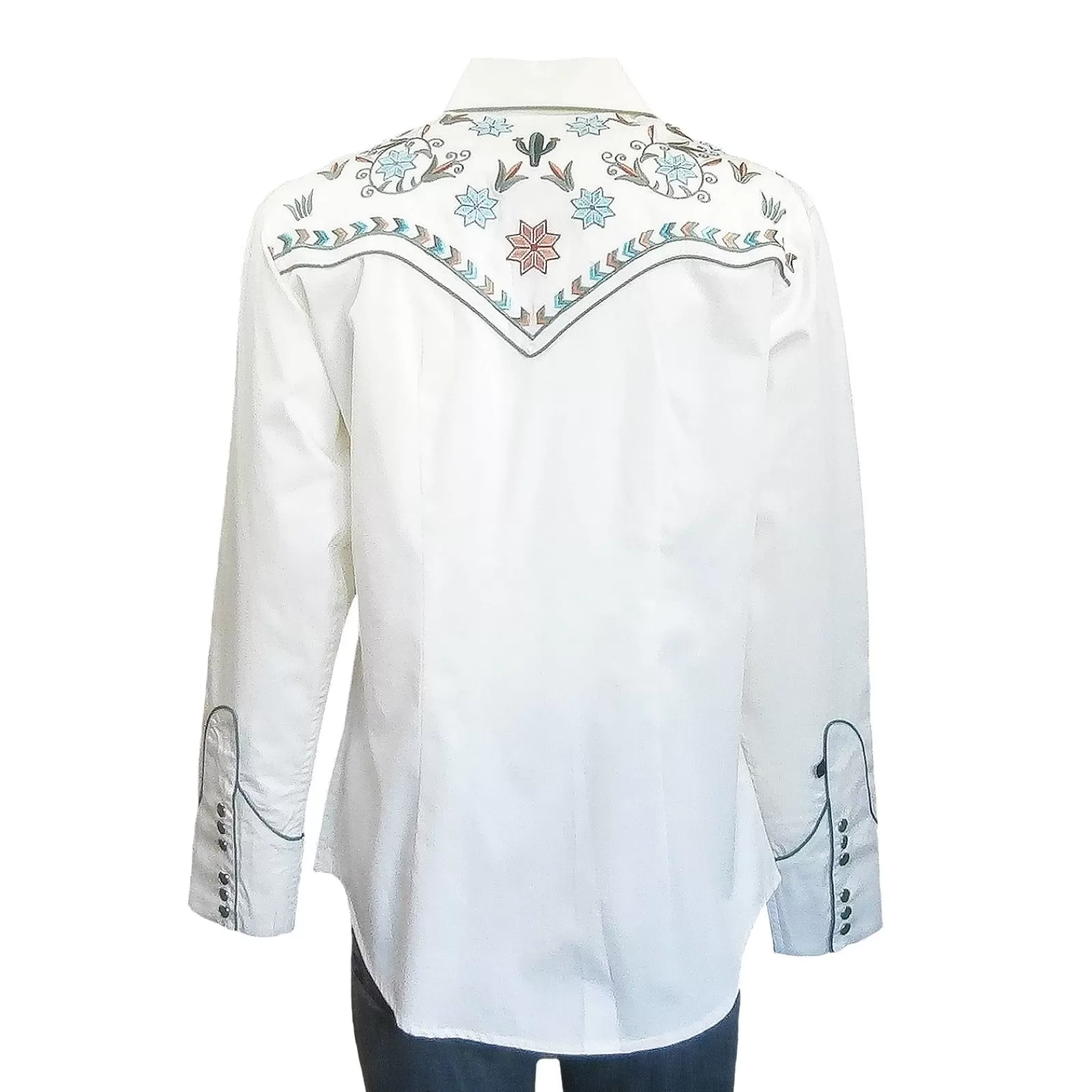 Rockmount Women'S Ivory Agave Cactus Floral Embroidery Western Shirt Best