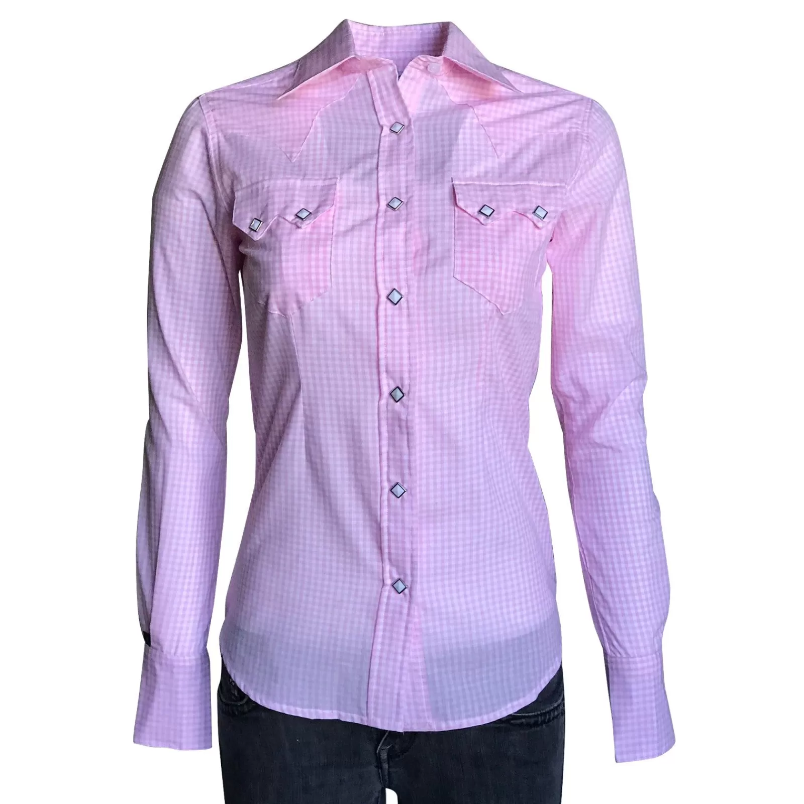 Rockmount Women'S Light Pink Gingham Check Western Shirt Online