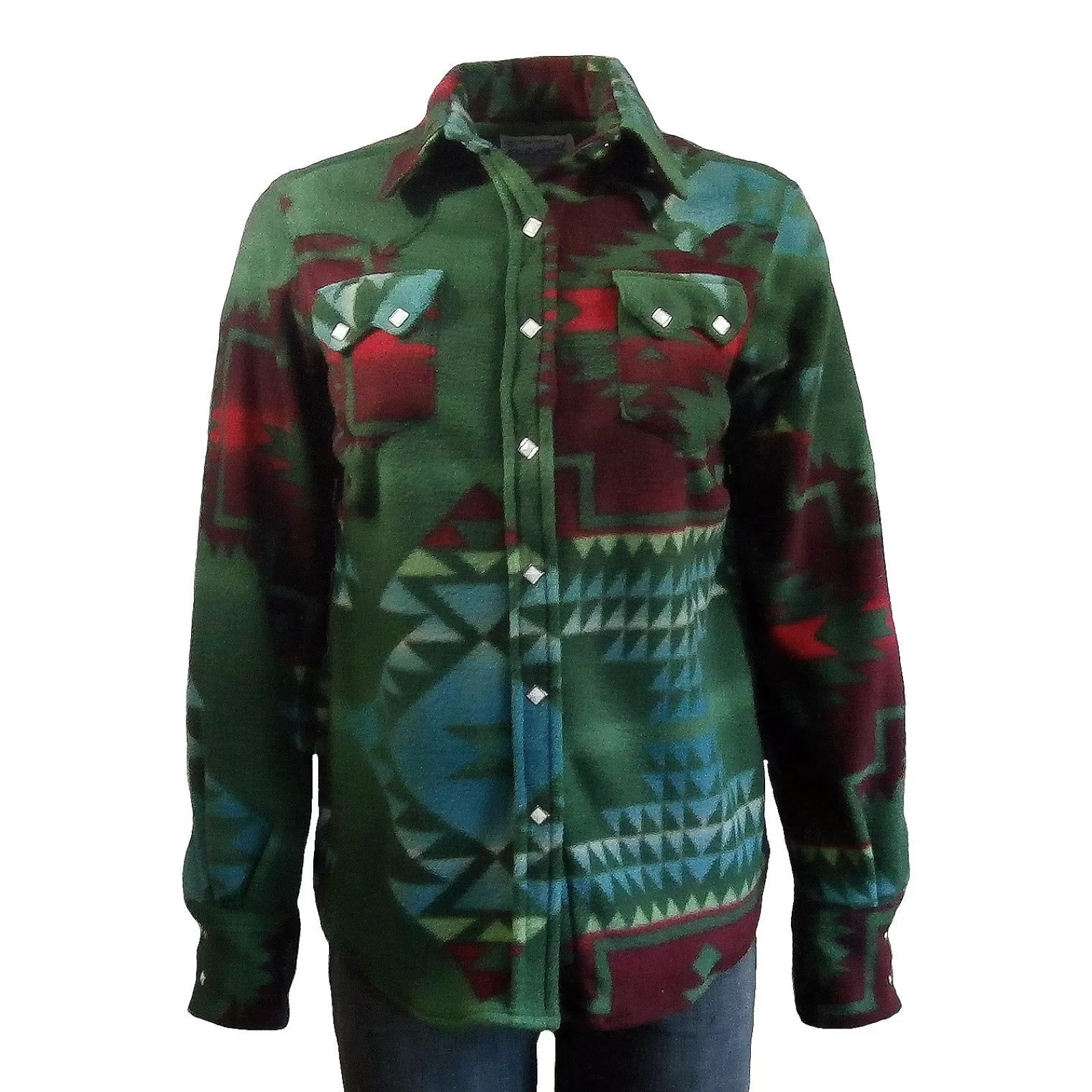 Rockmount Women'S Native Pattern Fleece Western Shirt In Green Store