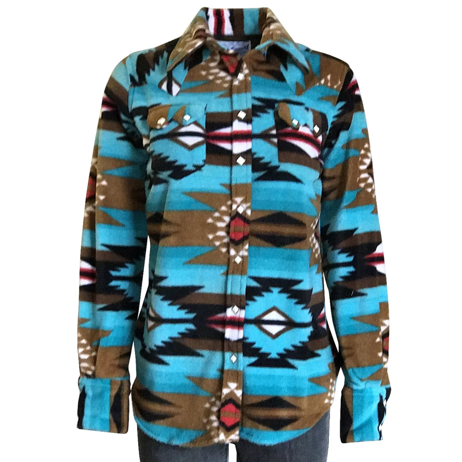 Rockmount Women'S Native Pattern Fleece Western Shirt In Turquoise Sale