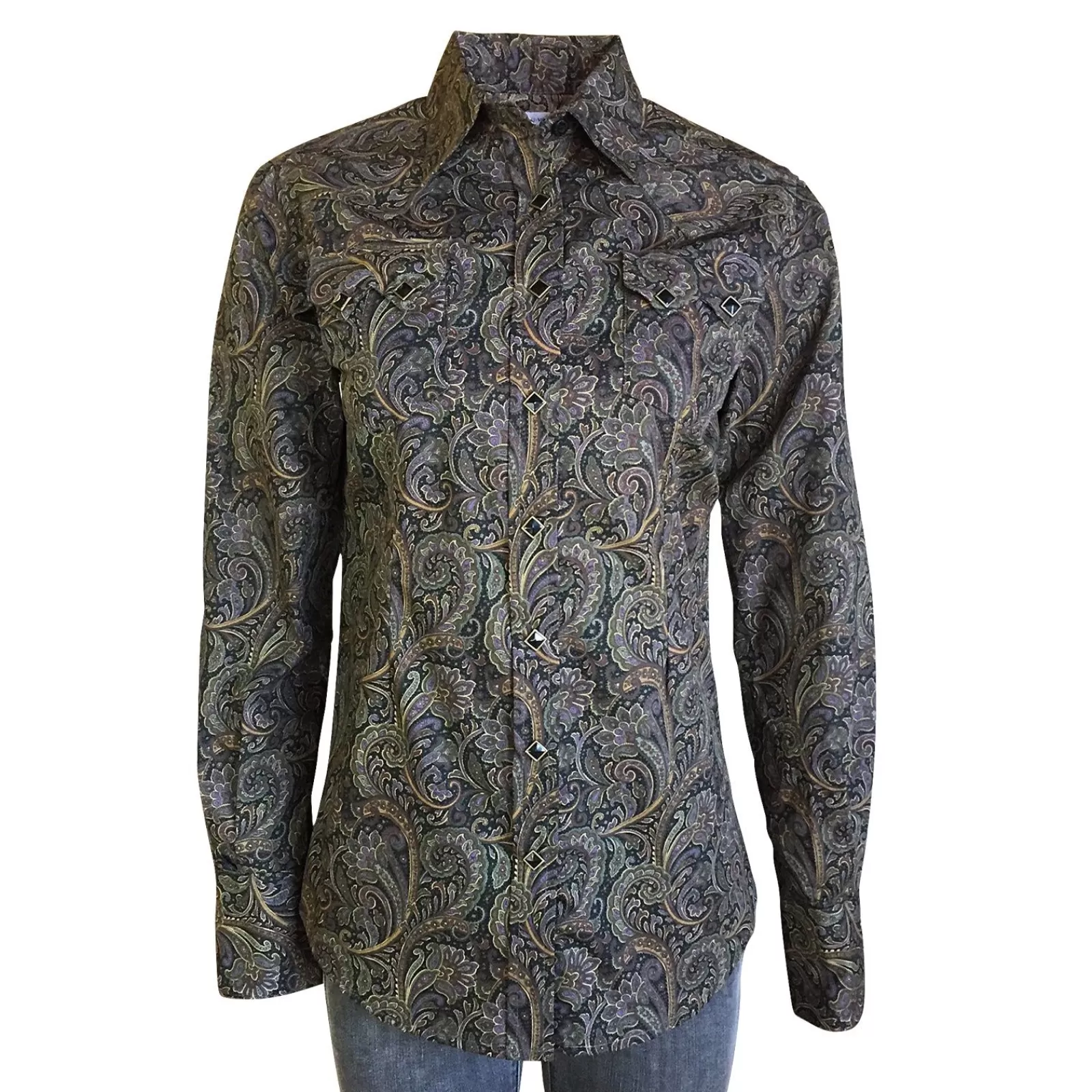 Rockmount Women'S Ornate Paisley Print Western Shirt In Brown Cheap