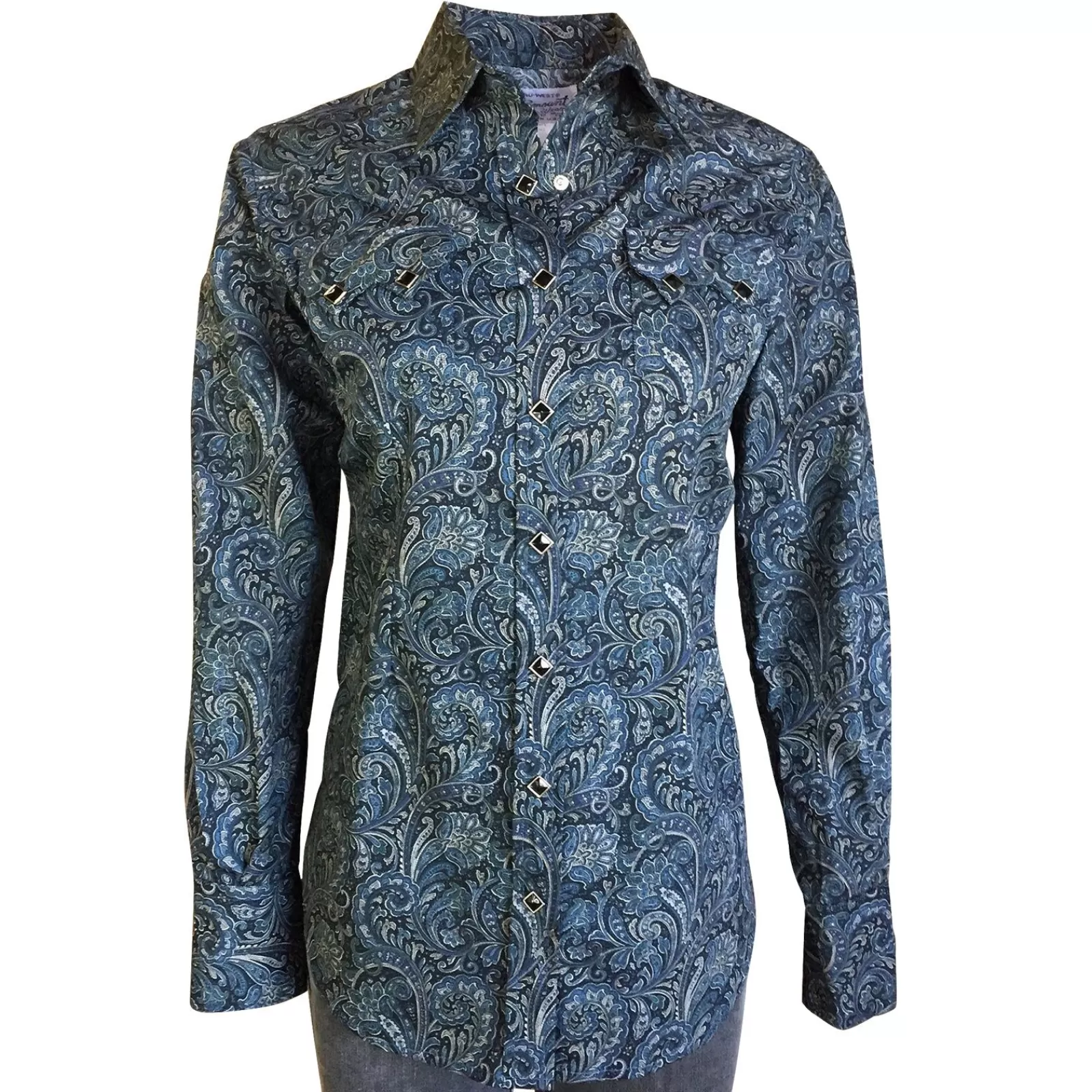 Rockmount Women'S Ornate Paisley Print Western Shirt In Navy Cheap