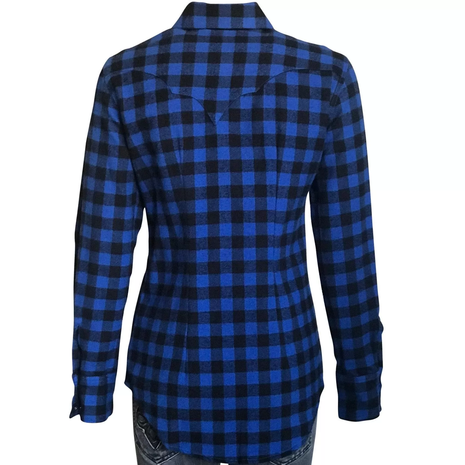 Rockmount Women'S Plush Blue & Black Buffalo Check Flannel Western Shirt Best Sale