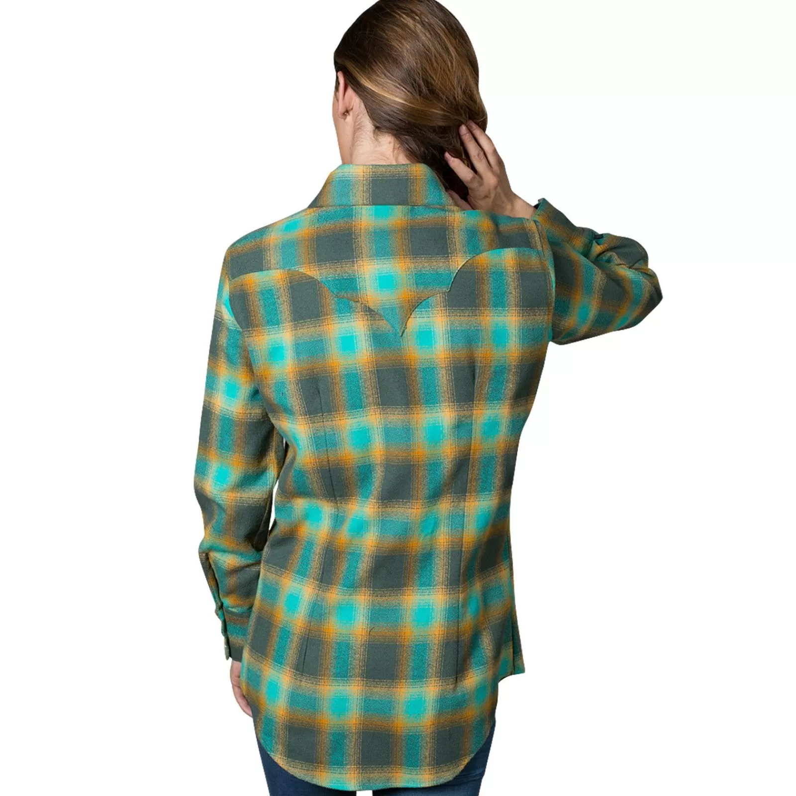 Rockmount Women'S Plush Green & Turquoise Plaid Flannel Western Shirt Discount