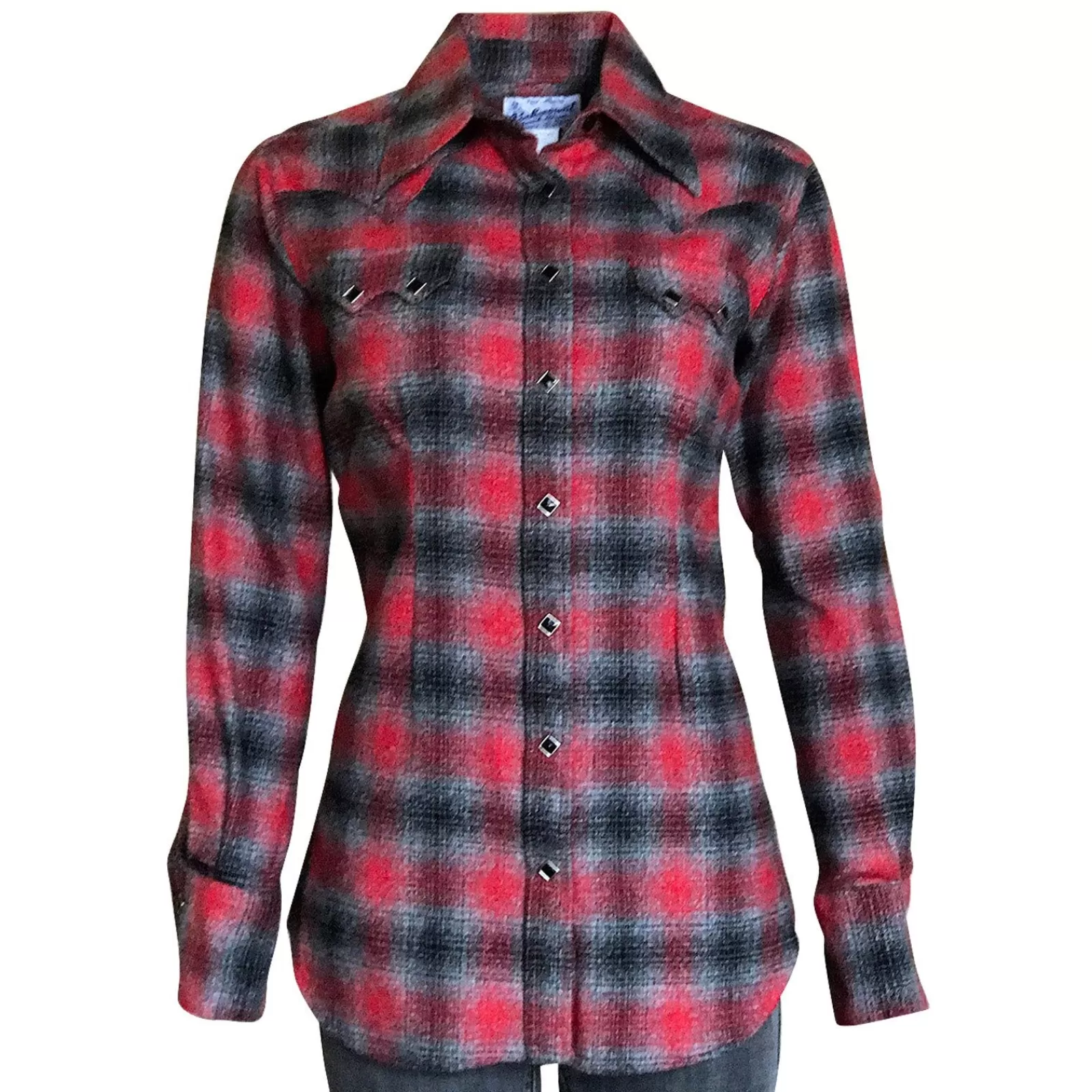 Rockmount Women'S Plush Red & Grey Plaid Flannel Western Shirt Best Sale