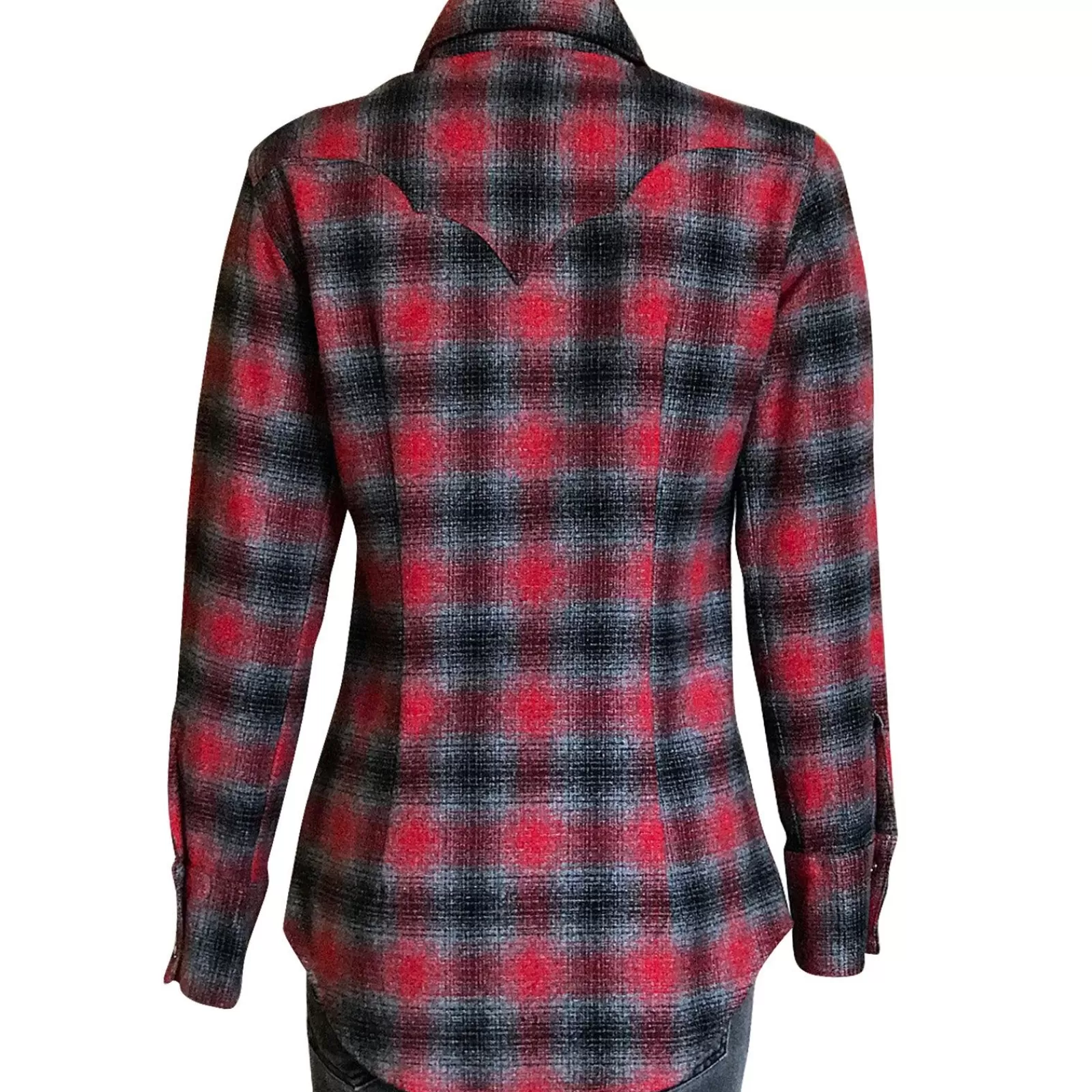 Rockmount Women'S Plush Red & Grey Plaid Flannel Western Shirt Best Sale