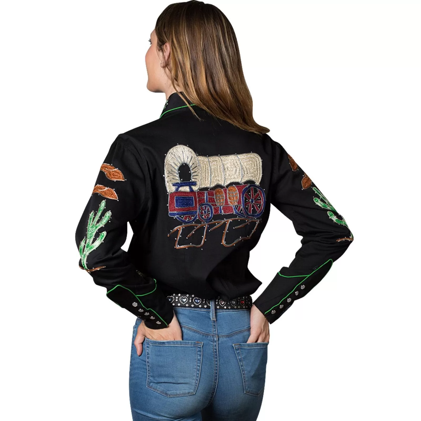 Rockmount Women'S Porter Wagoner Black Embroidered Western Shirt New