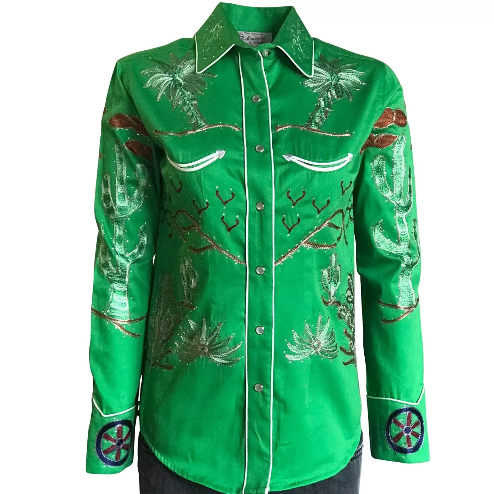 Rockmount Women'S Porter Wagoner Green Embroidered Western Shirt Best