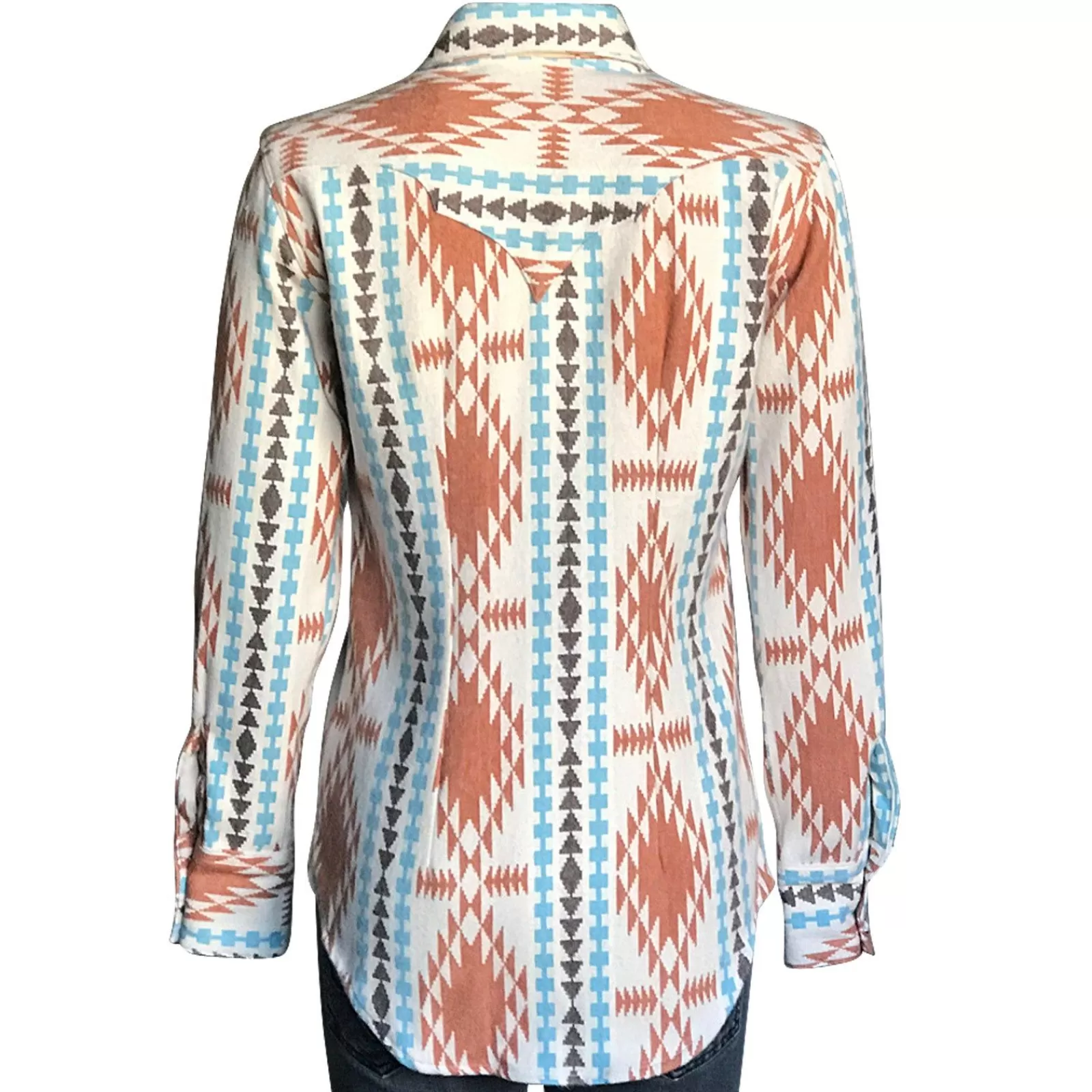 Rockmount Women'S Premium Flannel Jacquard Western Shirt In Ivory & Brown Best Sale