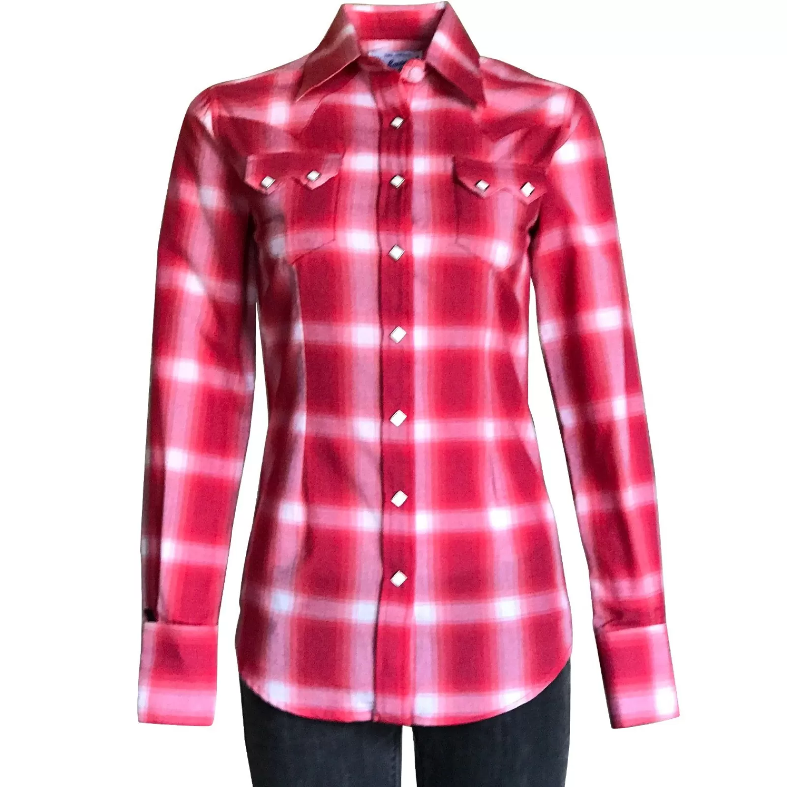 Rockmount Women'S Red & White Shadow Plaid Sawtooth Western Shirt Best