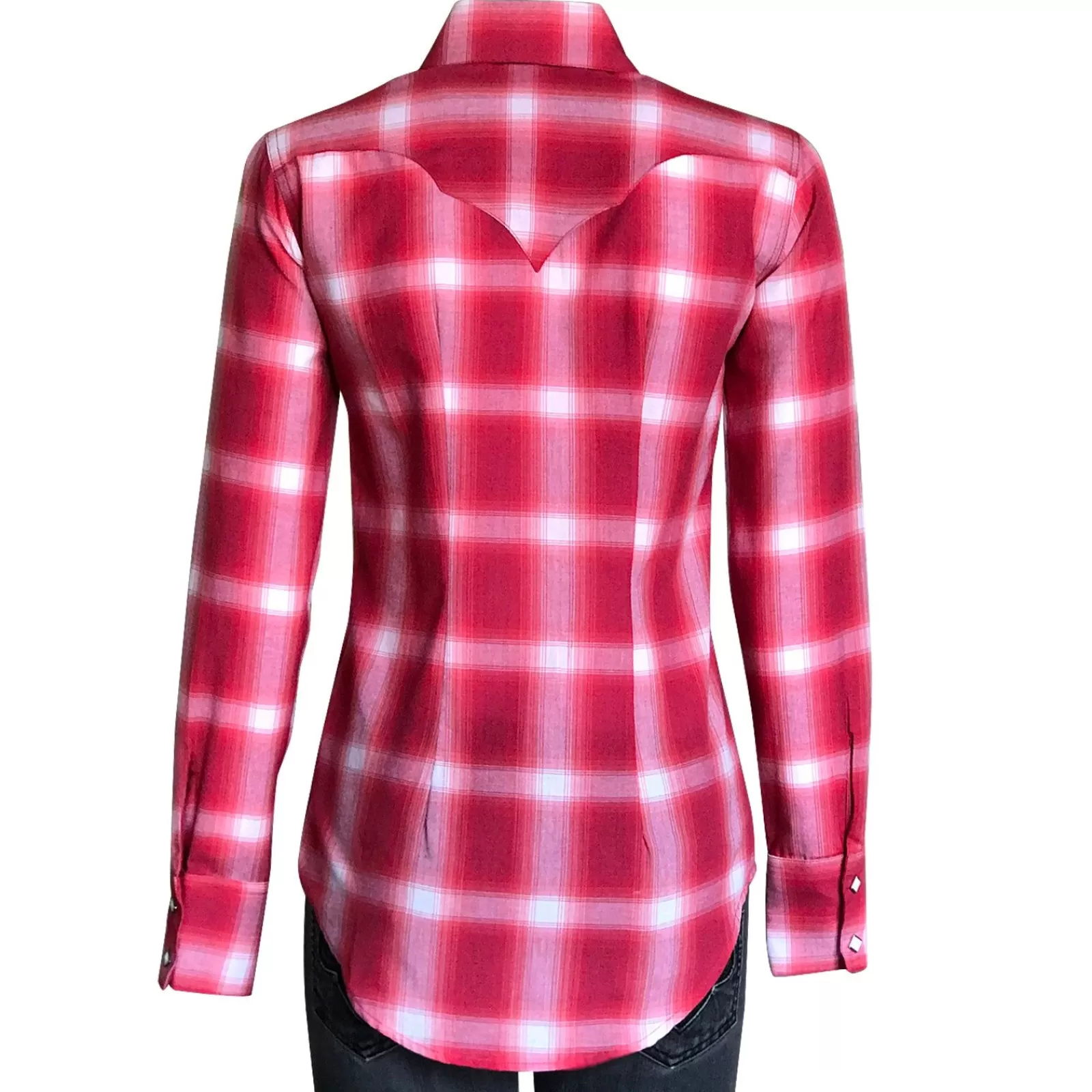 Rockmount Women'S Red & White Shadow Plaid Sawtooth Western Shirt Best