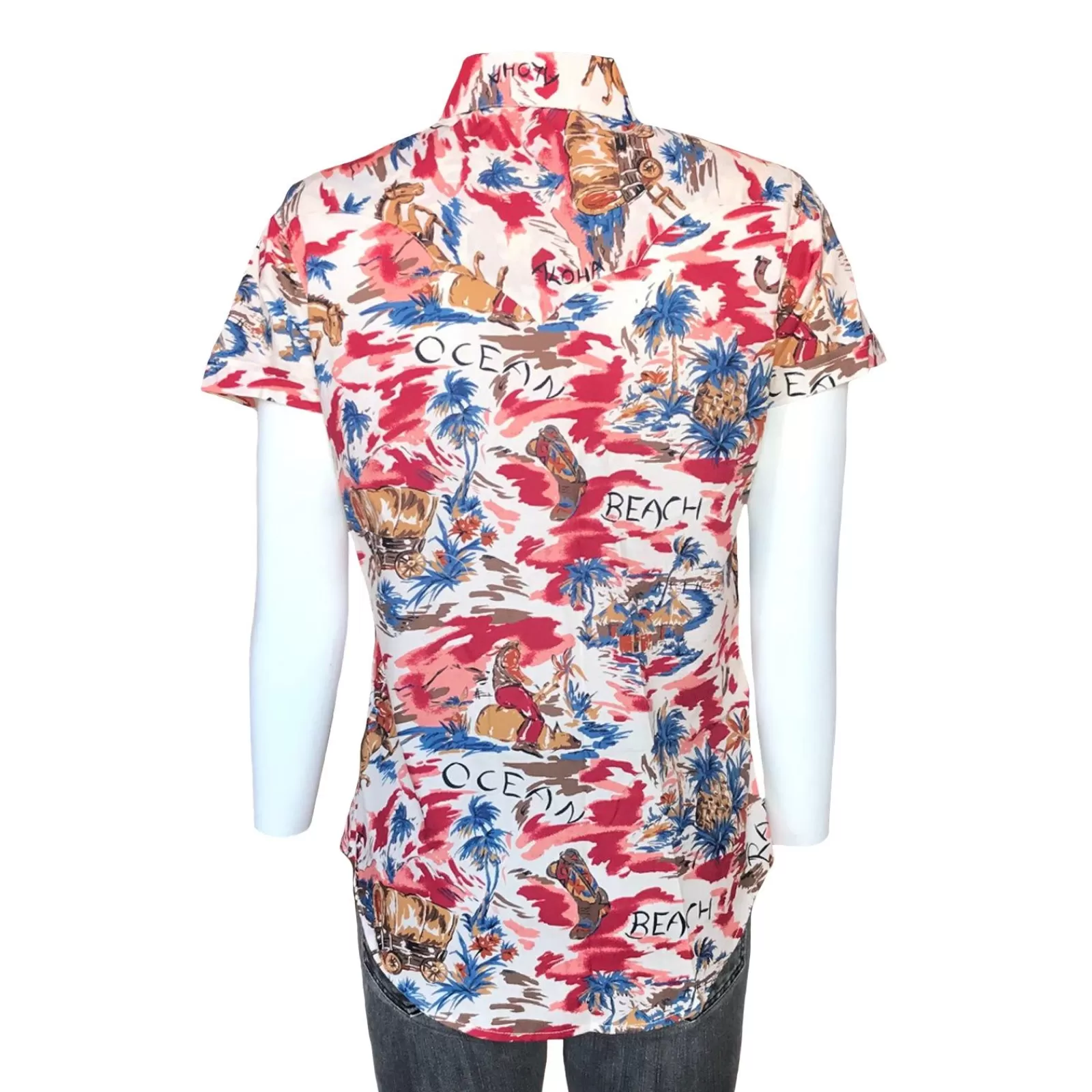 Rockmount Women'S Red Western Hawaiian Print Short Sleeve Shirt Online