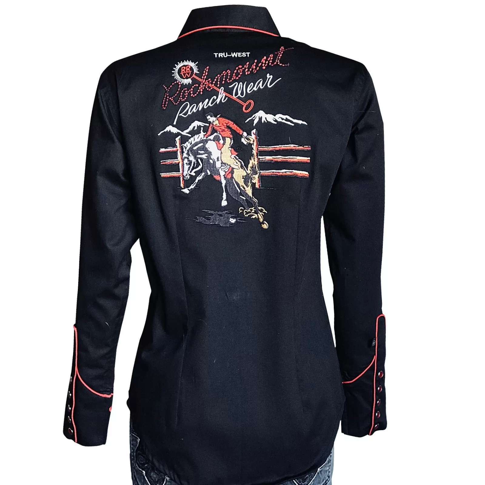 Rockmount Women'S Bronc Vintage Embroidery Western Shirt In Black Best Sale
