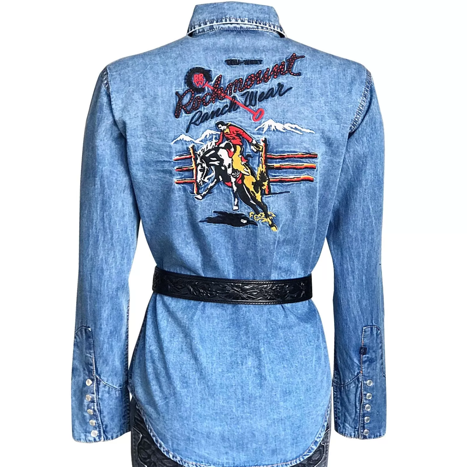 Rockmount Women'S Bronc Vintage Embroidery Western Shirt In Denim Cheap