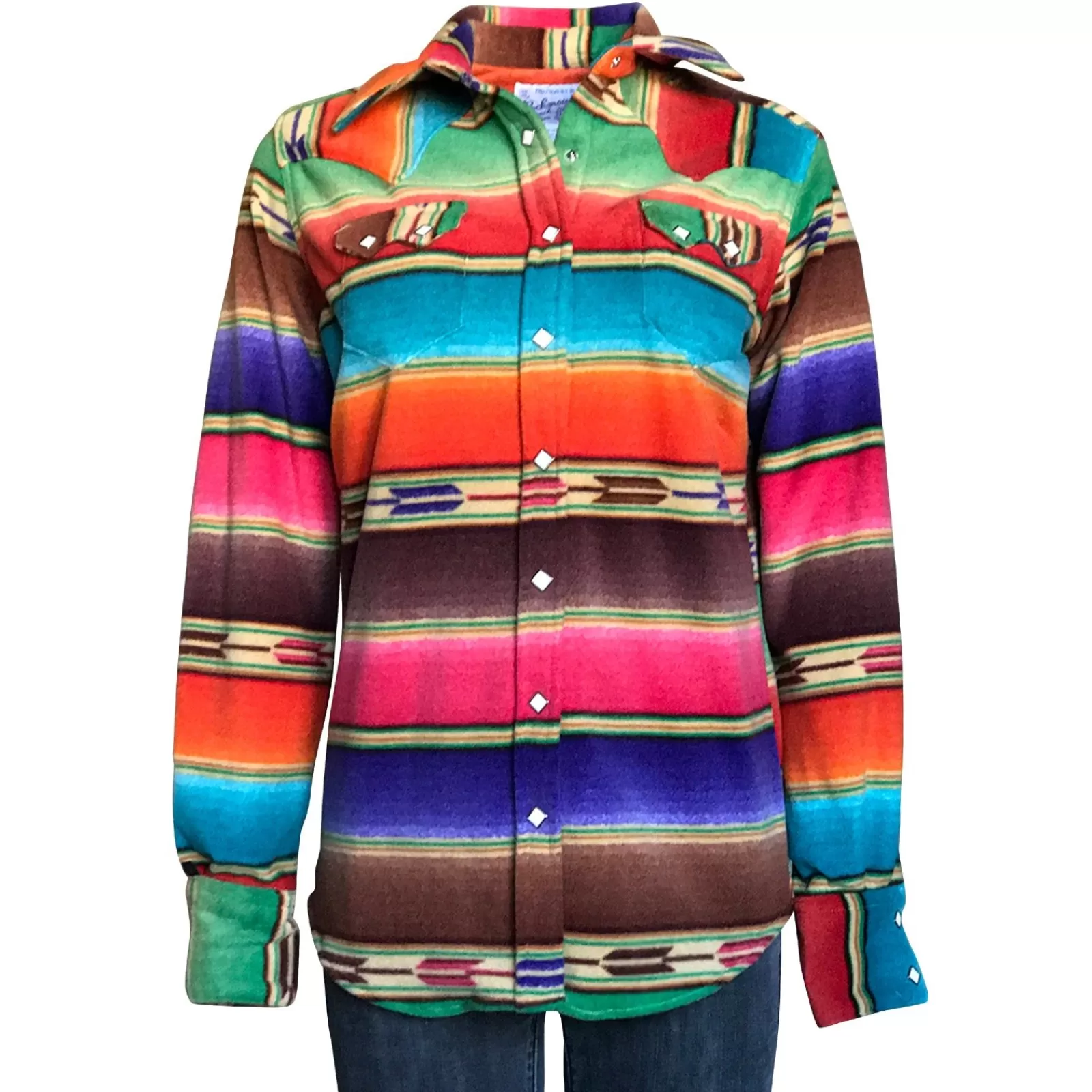 Rockmount Women'S Serape Pattern Fleece Western Shirt In Brown & Purple Hot