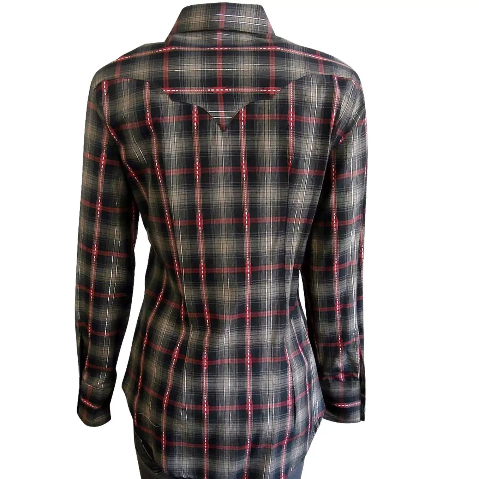 Rockmount Women'S Shadow Plaid Dobby Lurex Western Shirt In Black New