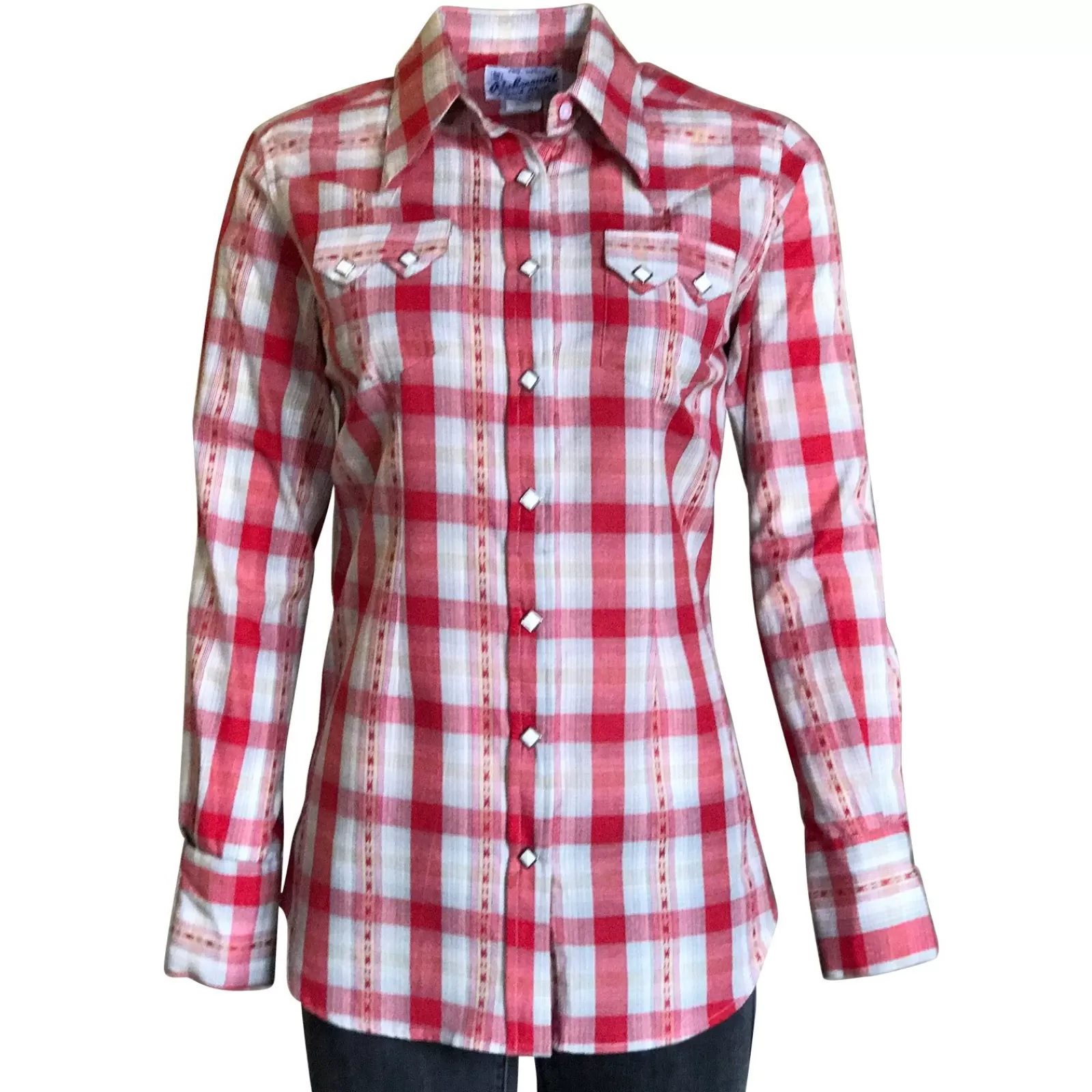 Rockmount Women'S Shadow Plaid Dobby Lurex Western Shirt In Red Discount