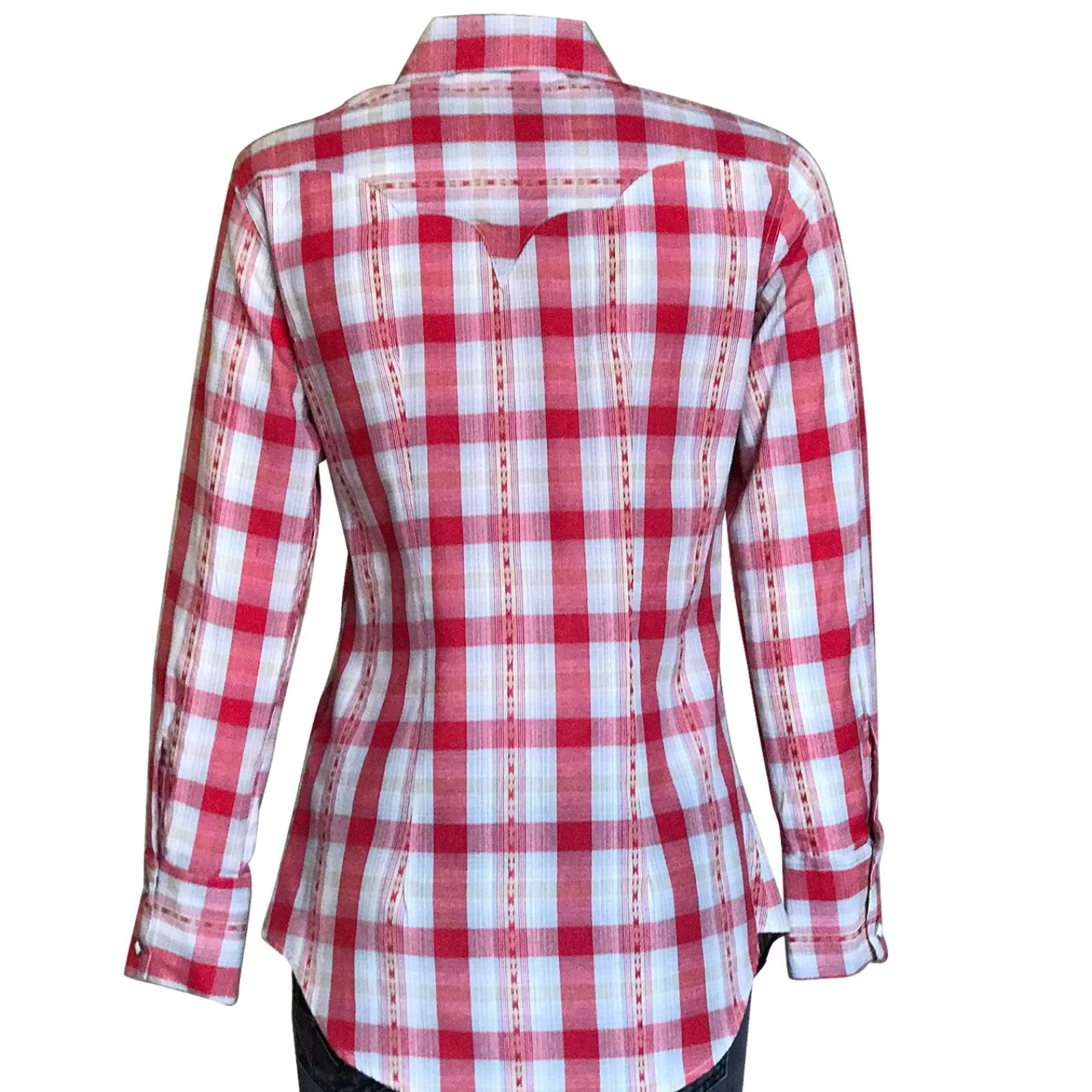 Rockmount Women'S Shadow Plaid Dobby Lurex Western Shirt In Red Discount