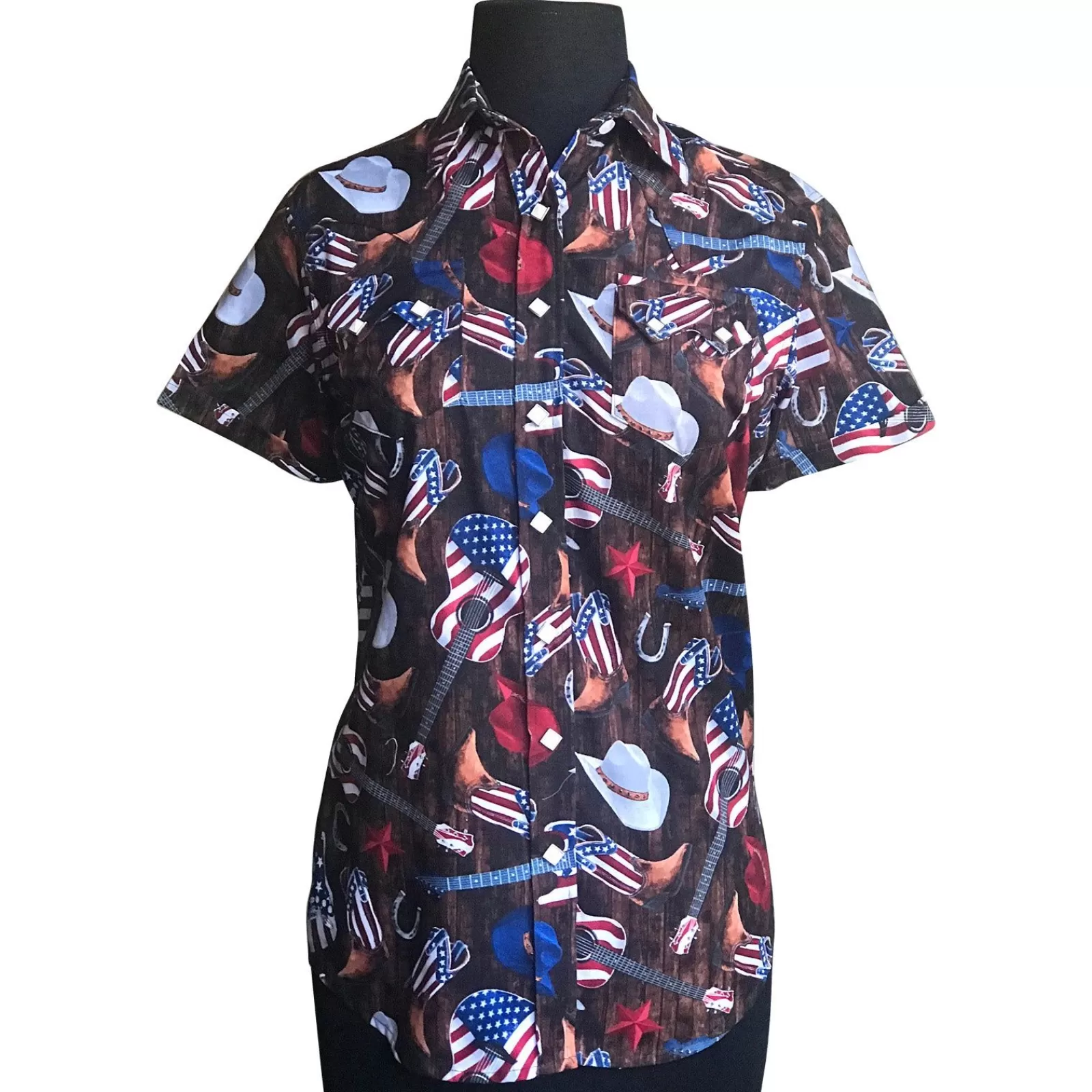 Rockmount Women'S Short Sleeve Americana Print Western Shirt Hot