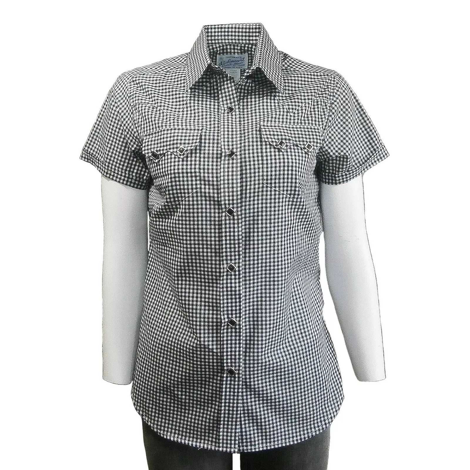 Rockmount Women'S Short Sleeve Black Gingham Check Western Shirt Fashion