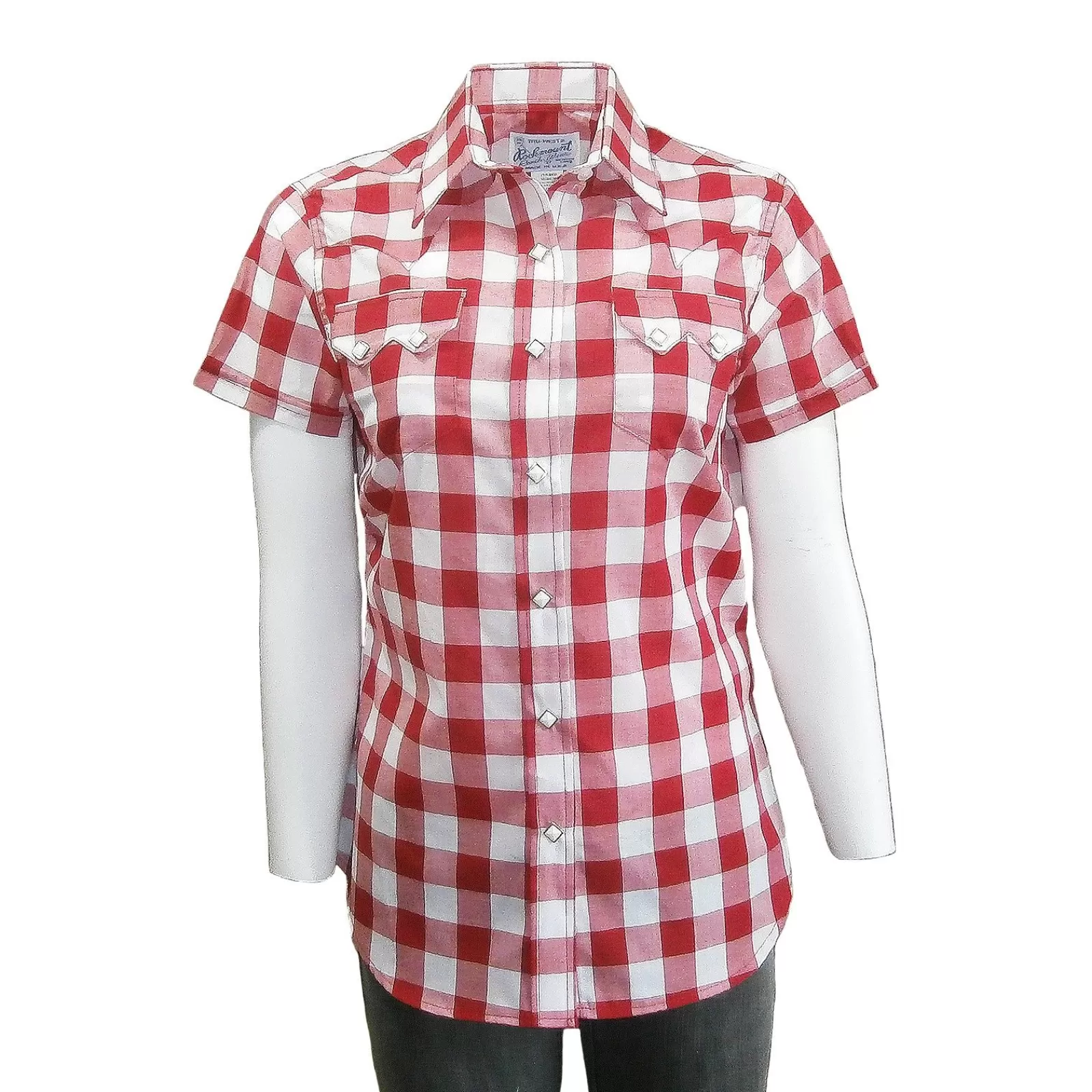 Rockmount Women'S Short Sleeve Red Gingham Check Western Shirt Shop