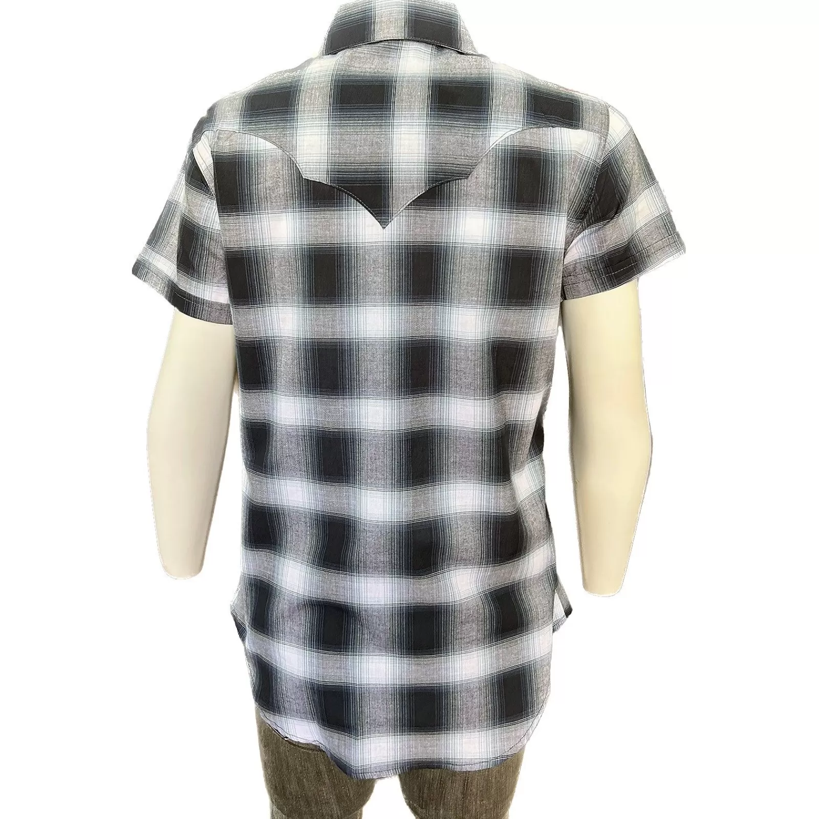 Rockmount Women'S Short Sleeve Shadow Plaid Western Shirt In Blue Clearance