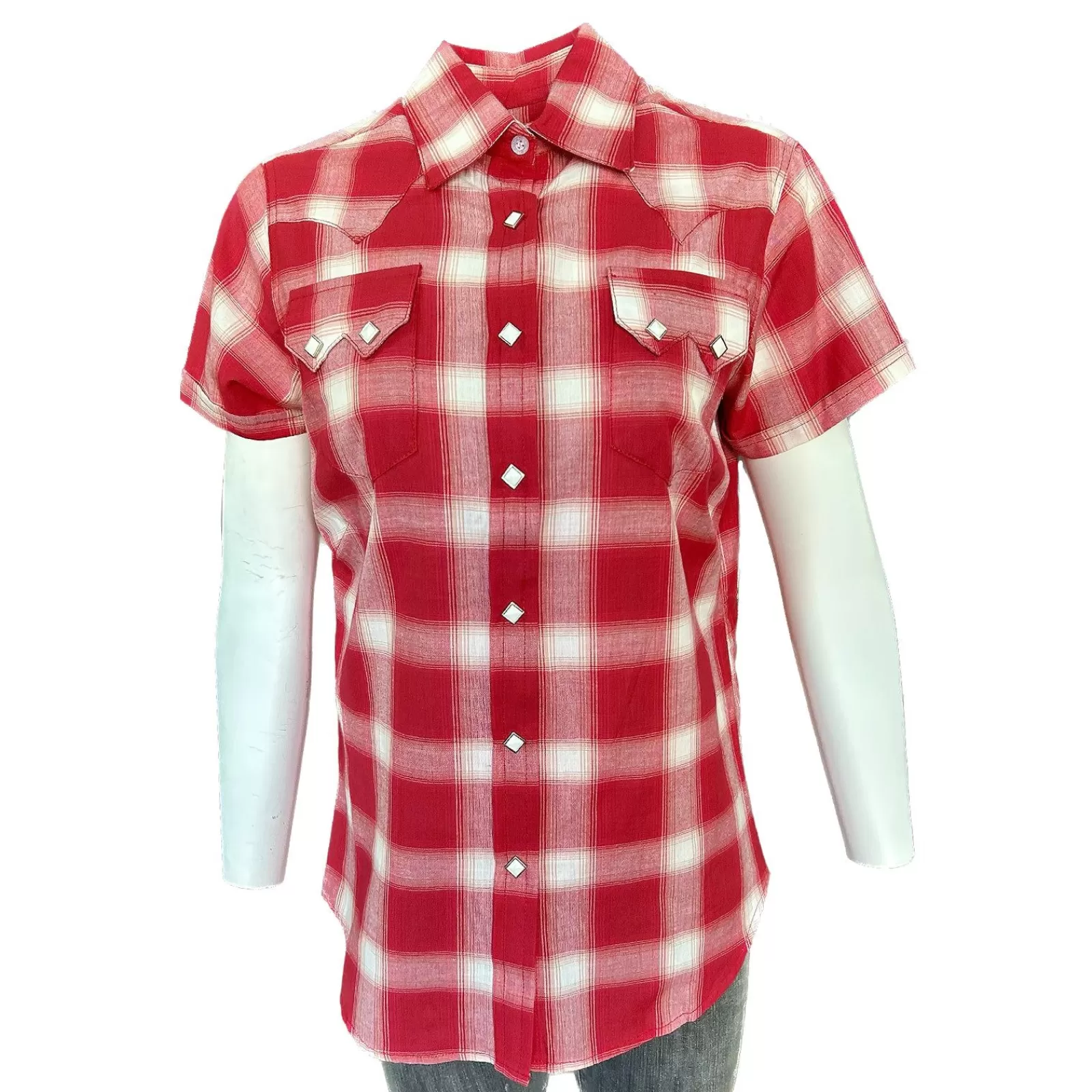 Rockmount Women'S Short Sleeve Shadow Plaid Western Shirt In Red Cheap