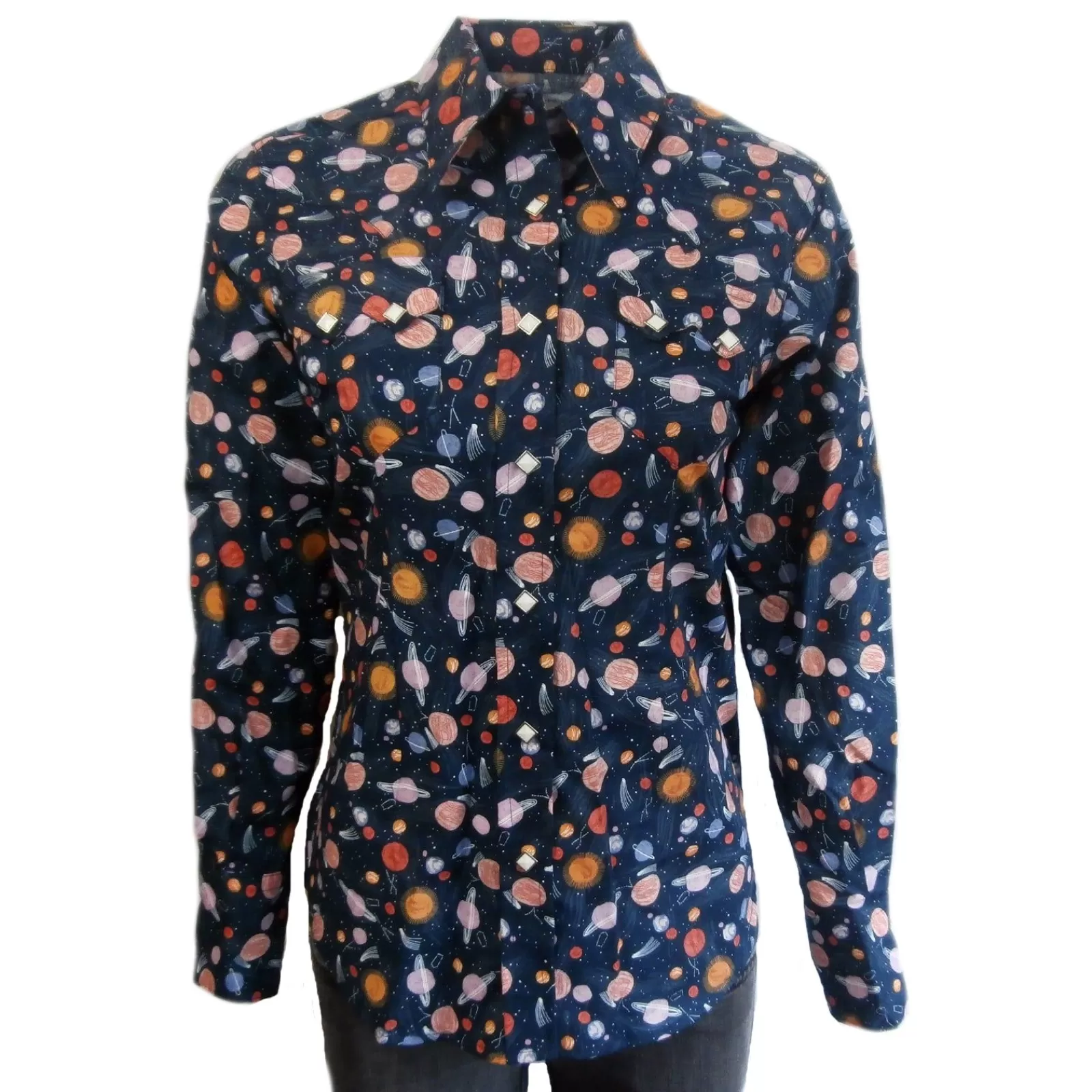 Rockmount Women'S Solar System Print Western Shirt In Navy Clearance